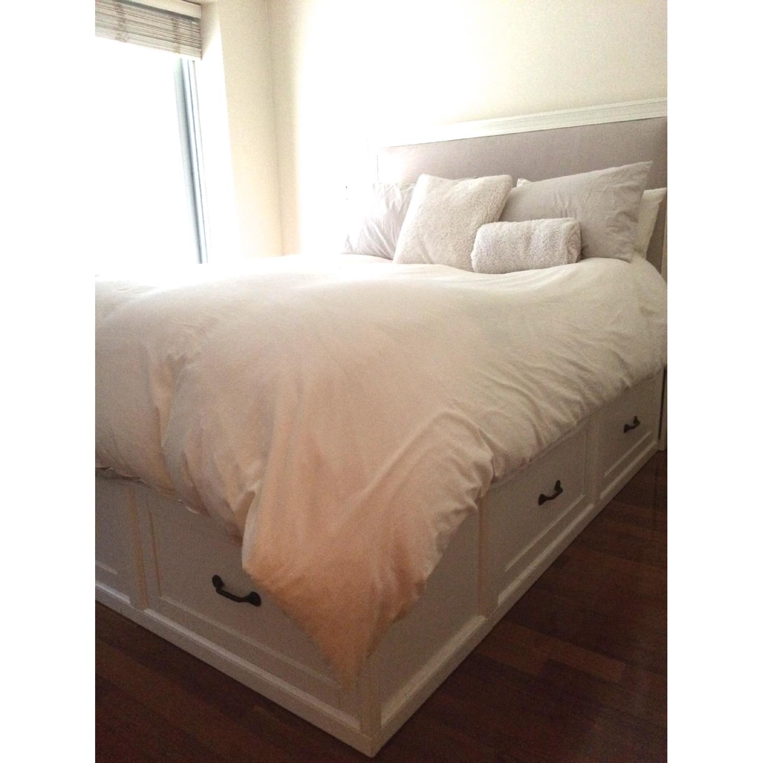 Pottery Barn Stratton Storage Bed in Antique White AptDeco