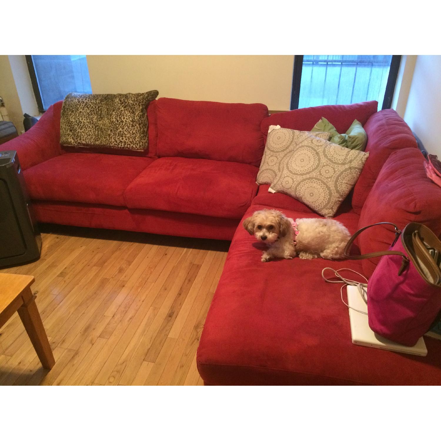 Red L Shaped Couch - image-1