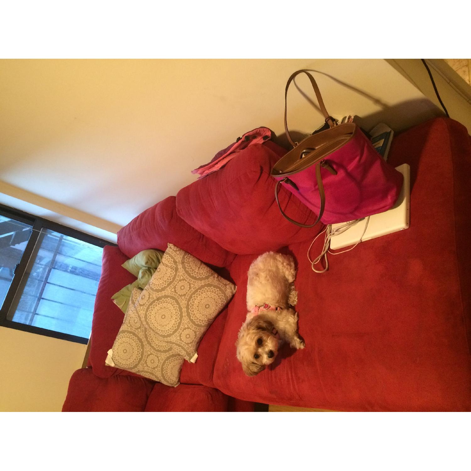 Red L Shaped Couch - image-3