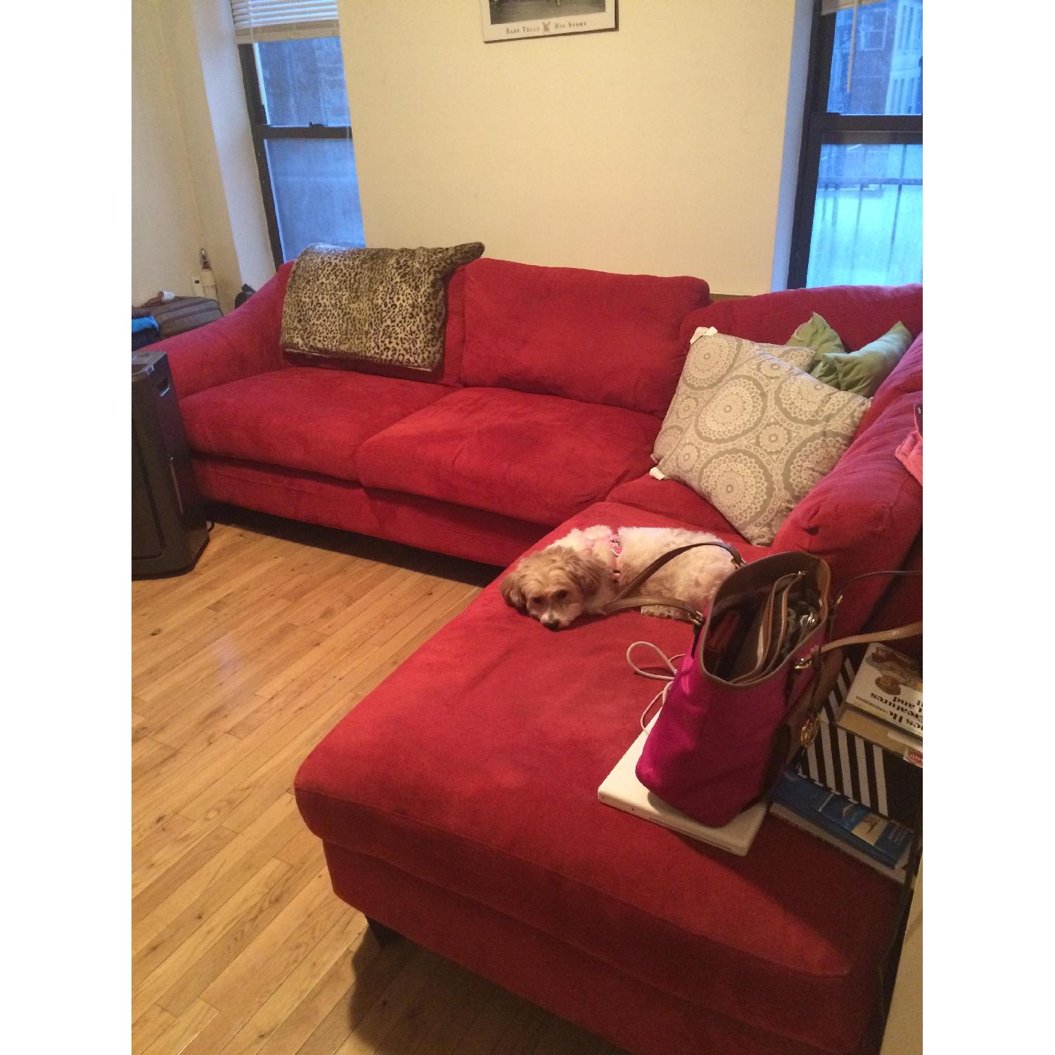 Red L Shaped Couch - image-4