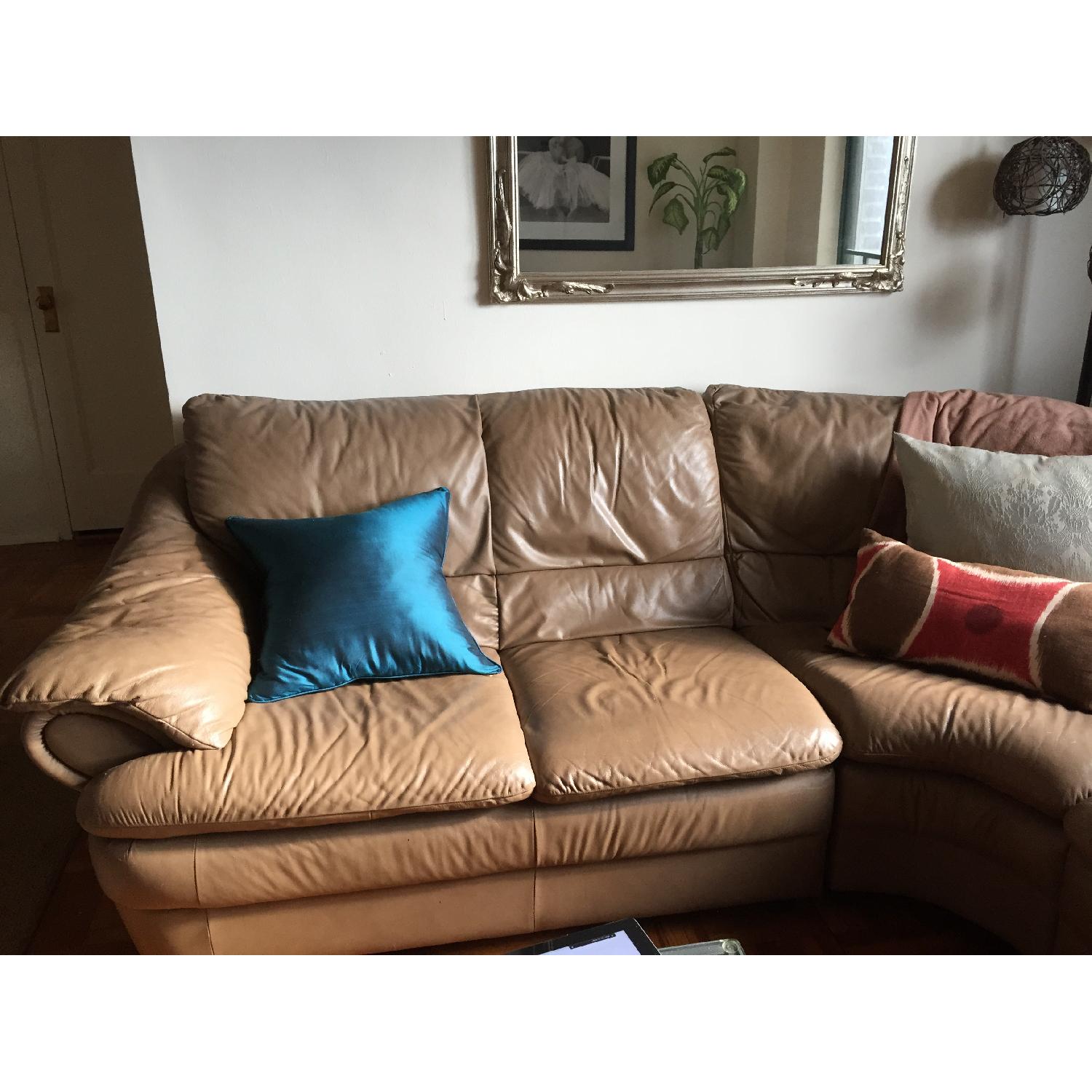 Natuzzi Tan Leather Sectional - image-3