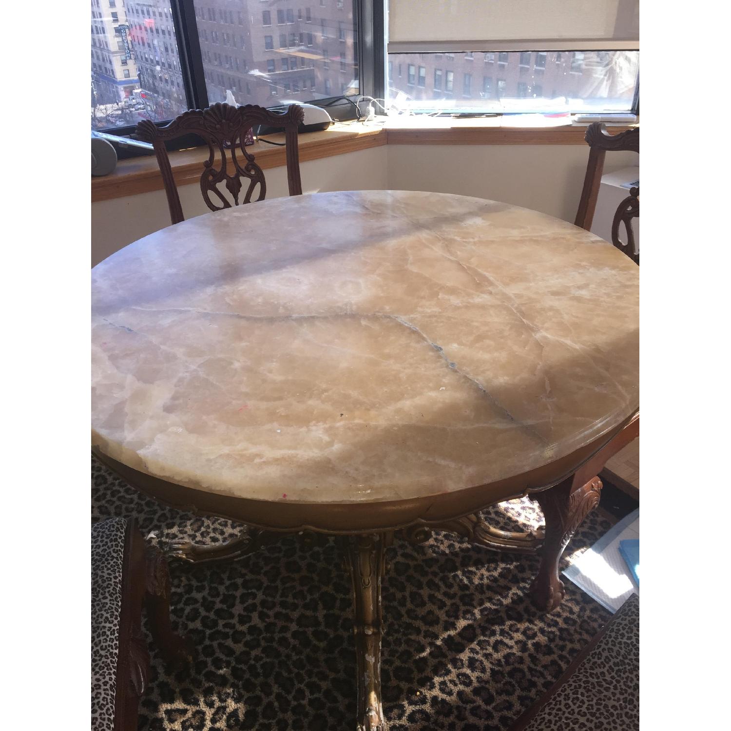 Vintage Italian Marble Dining Table w/ 4 Chairs - image-1