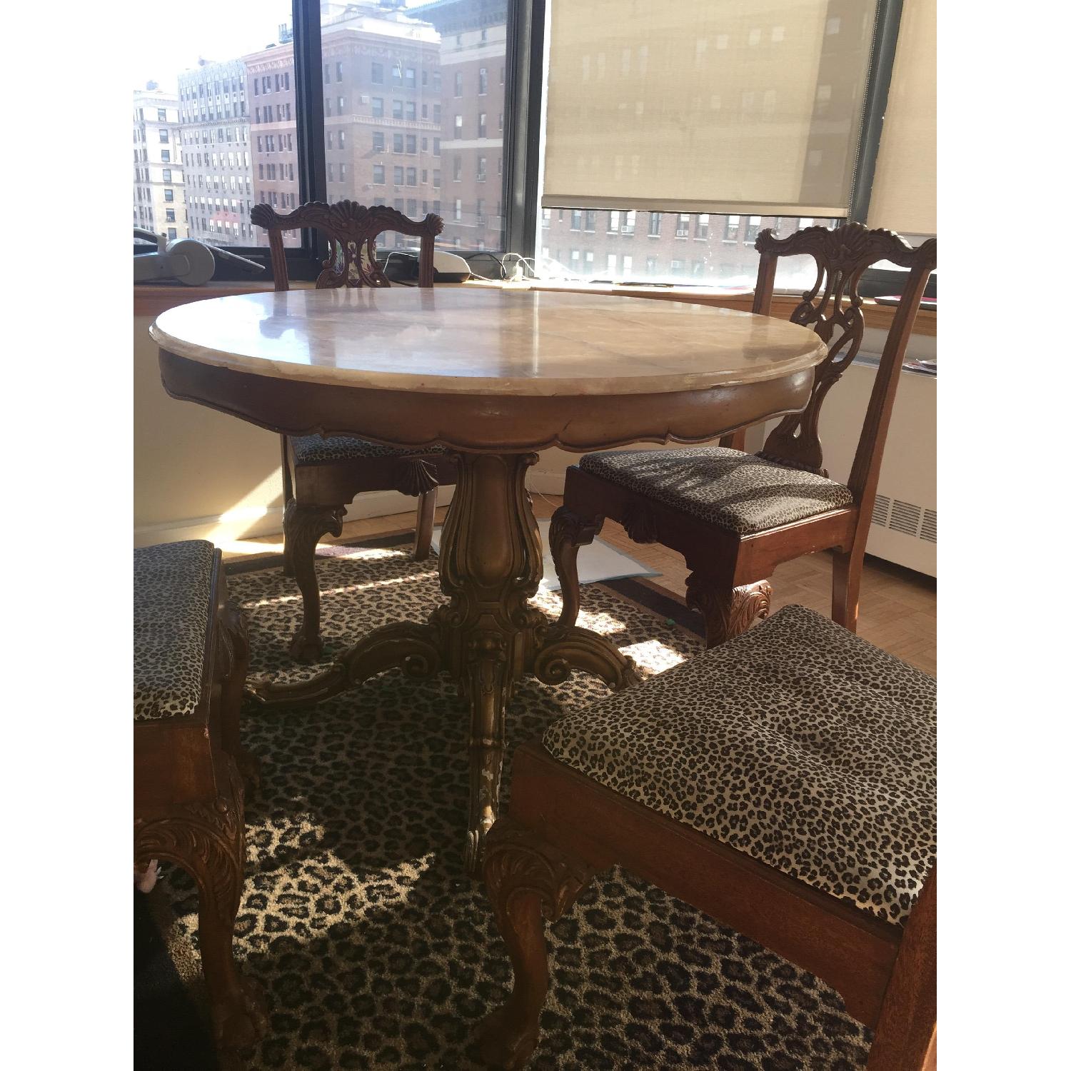 Vintage Italian Marble Dining Table w/ 4 Chairs - image-2