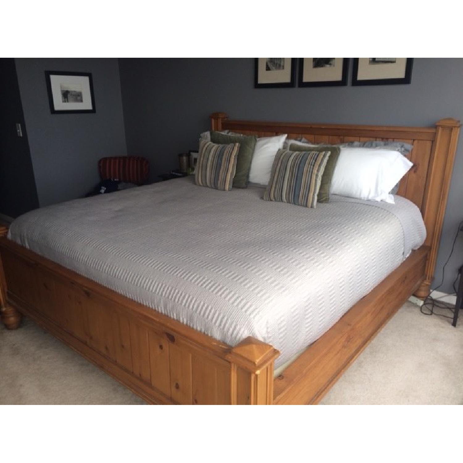 Pottery Barn Pine Plank King Farm Bed Frame - image-1
