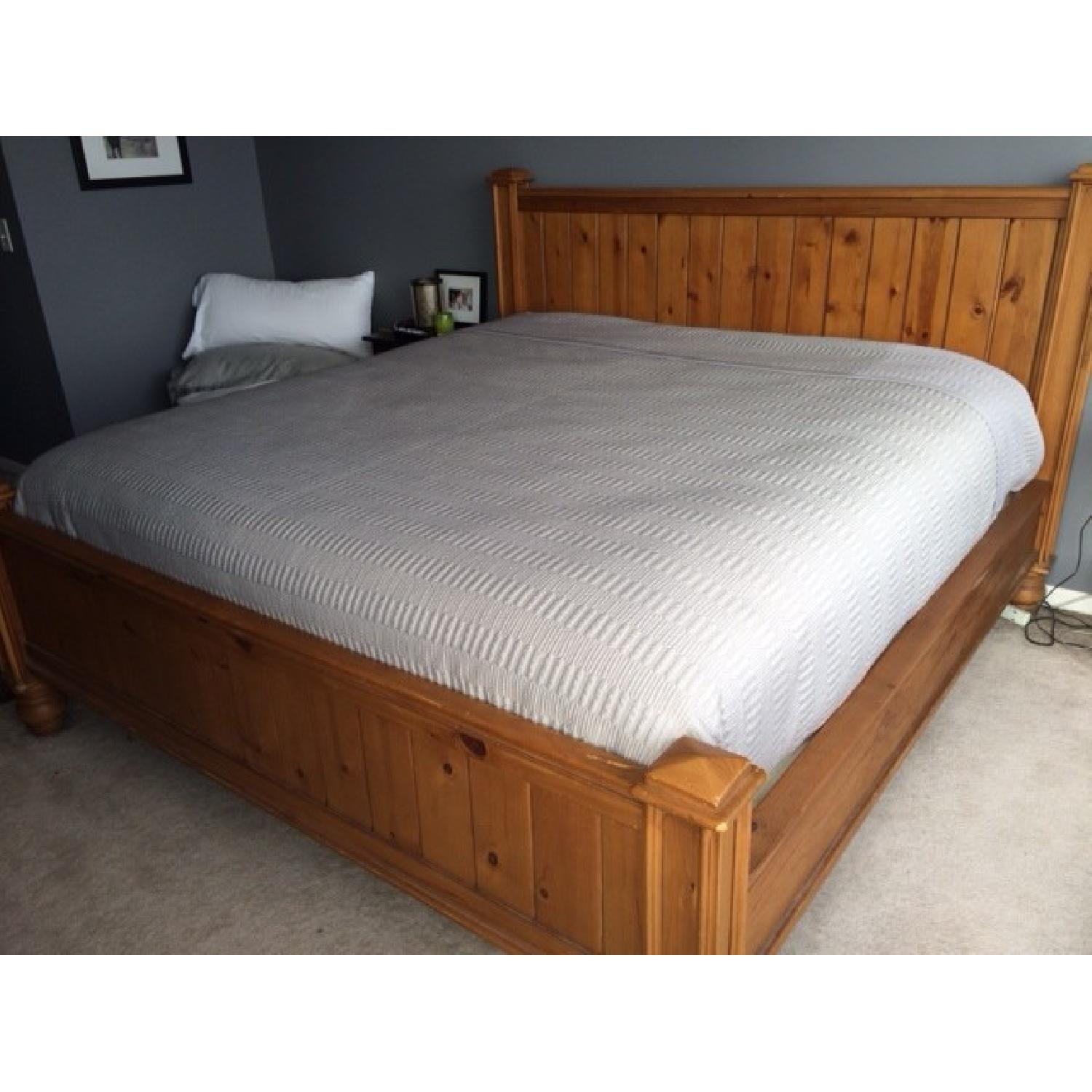Pottery Barn Pine Plank King Farm Bed Frame - image-2