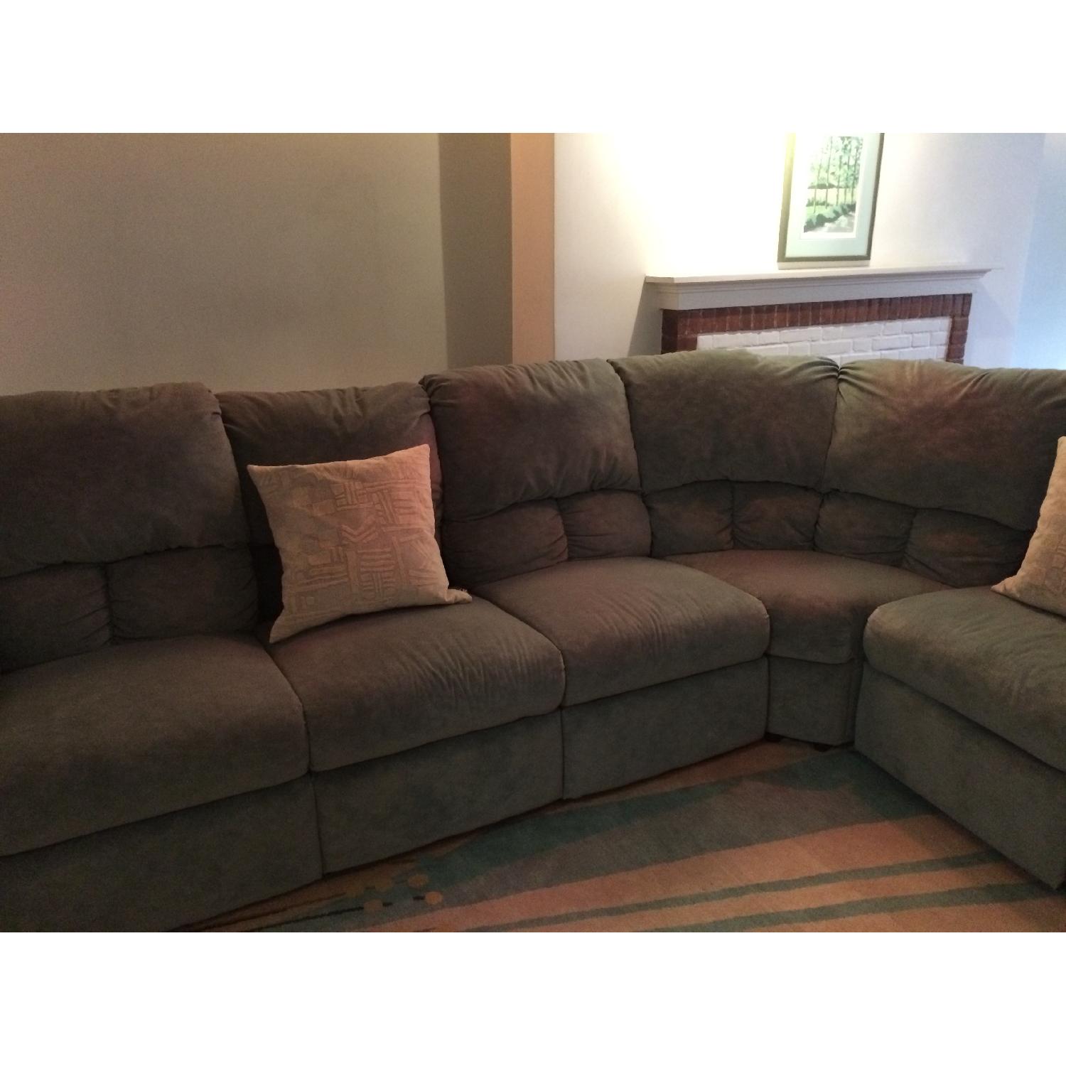 L-Shaped Recliner Suede Sofa - image-1