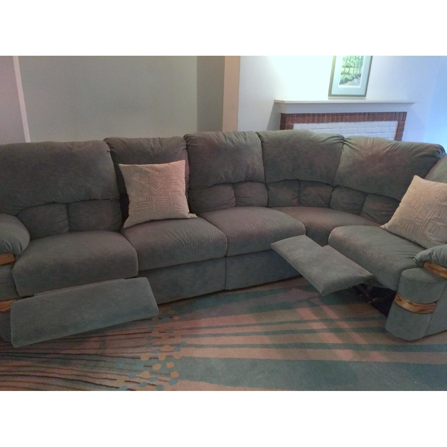 L-Shaped Recliner Suede Sofa - image-3