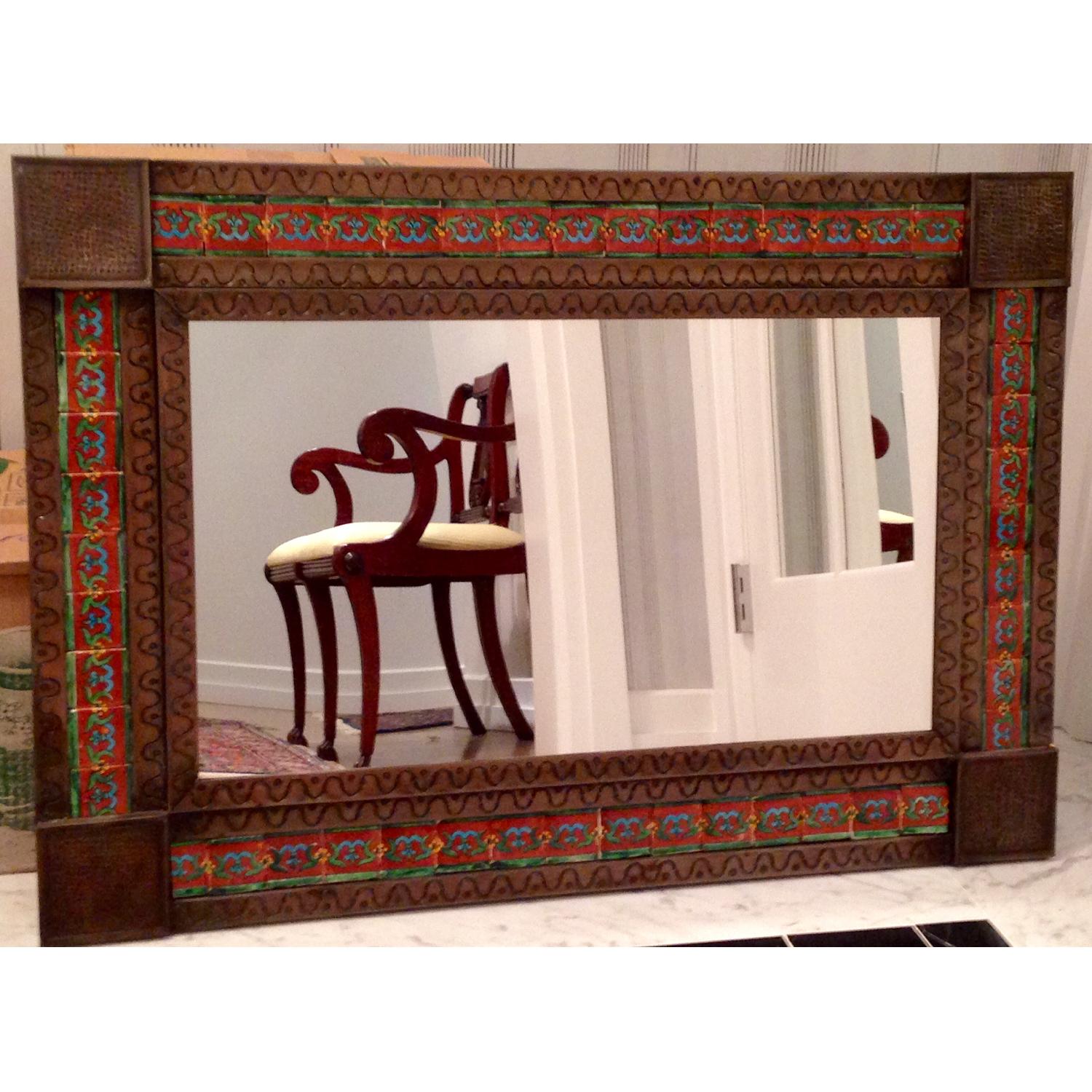 HandCrafted Mexican Mirror w/ Tin Frame & Tiles AptDeco