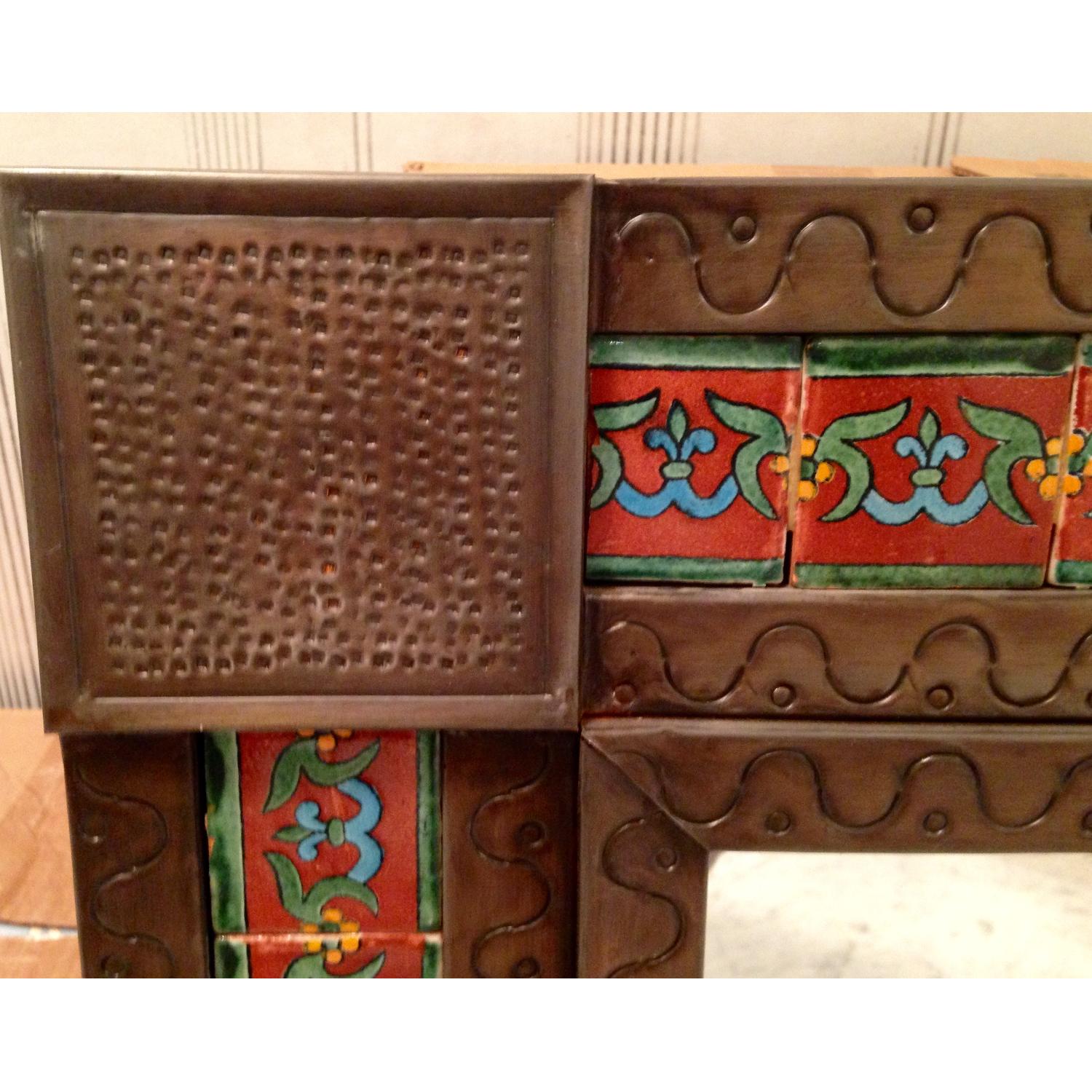 Hand-Crafted Mexican Mirror w/ Tin Frame & Tiles - image-2