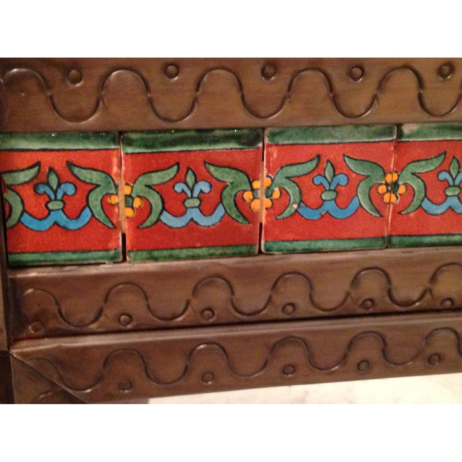 Hand-Crafted Mexican Mirror w/ Tin Frame & Tiles - image-3