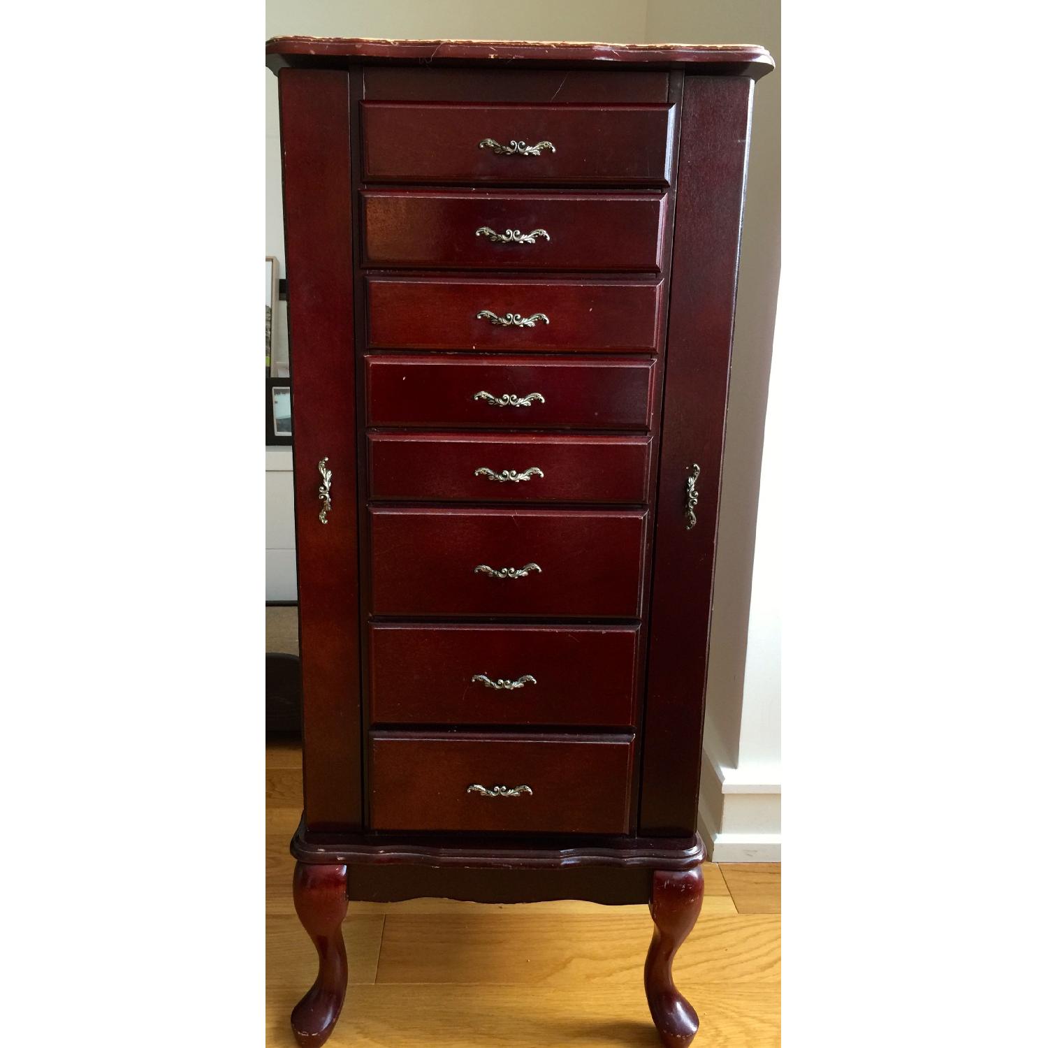 Vintage Cherry Wood Jewelry Armoire - image-2