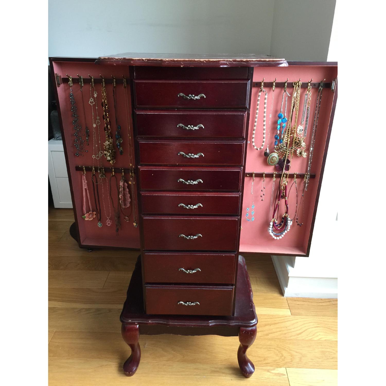 Vintage Cherry Wood Jewelry Armoire - image-4