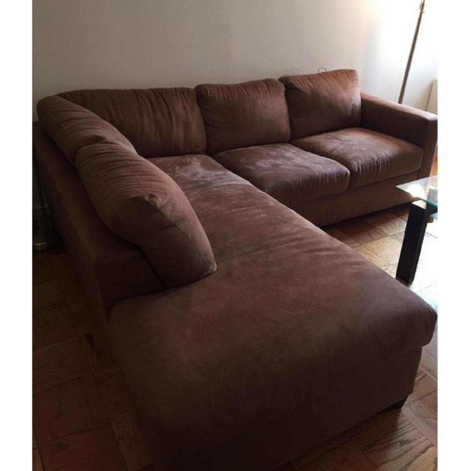 Natuzzi Italsofa Brown L Shaped Couch - image-1