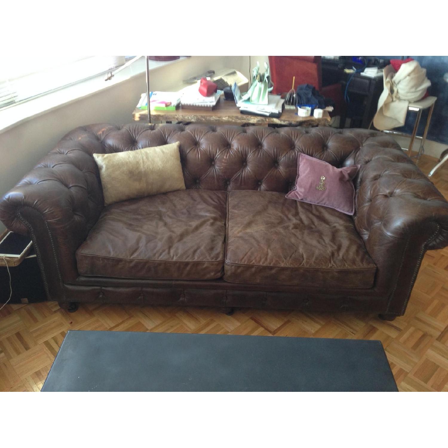 Restoration Hardware Kensington Leather Sofa in Vintage Cigar AptDeco