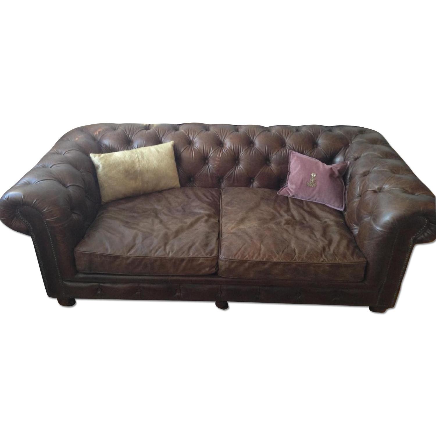 Restoration Hardware Kensington Leather Sofa in Vintage Cigar AptDeco