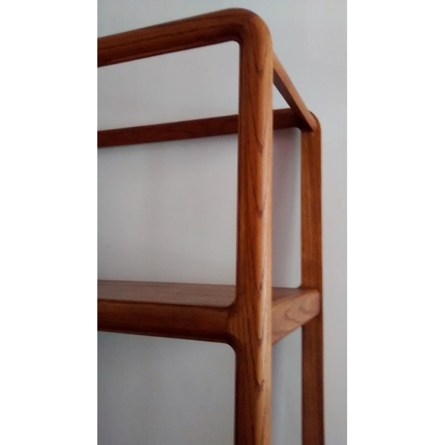 Vintage 1970s Solid Oak Shelving Unit w/ Glass Shelves - image-6