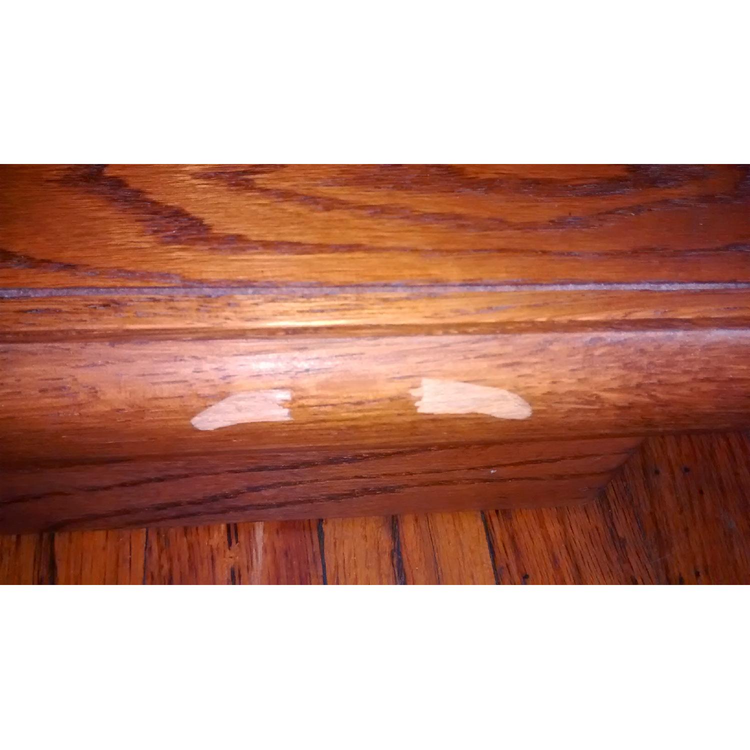 Vintage 1970s Solid Oak Shelving Unit w/ Glass Shelves - image-8