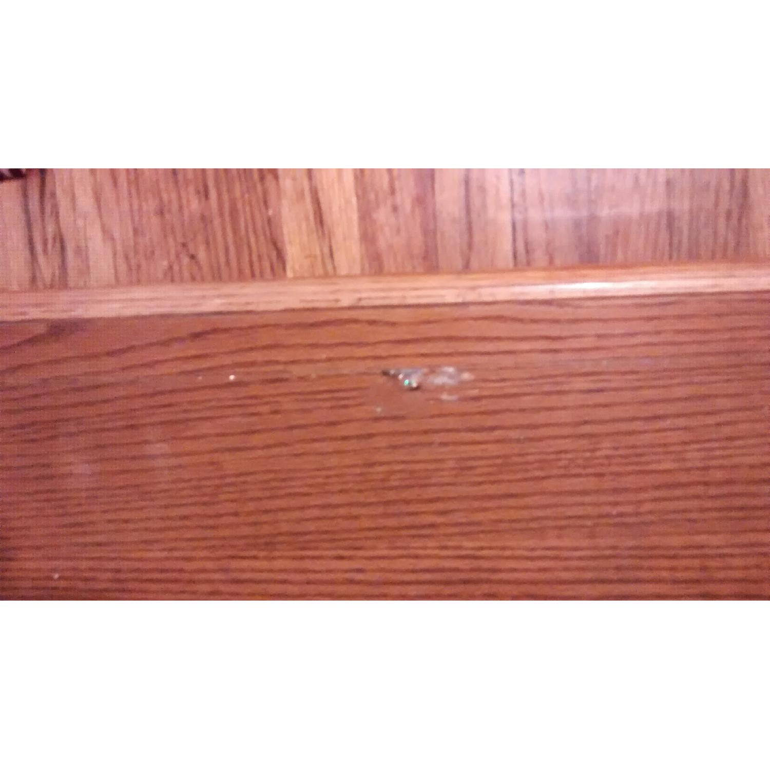 Vintage 1970s Solid Oak Shelving Unit w/ Glass Shelves - image-9