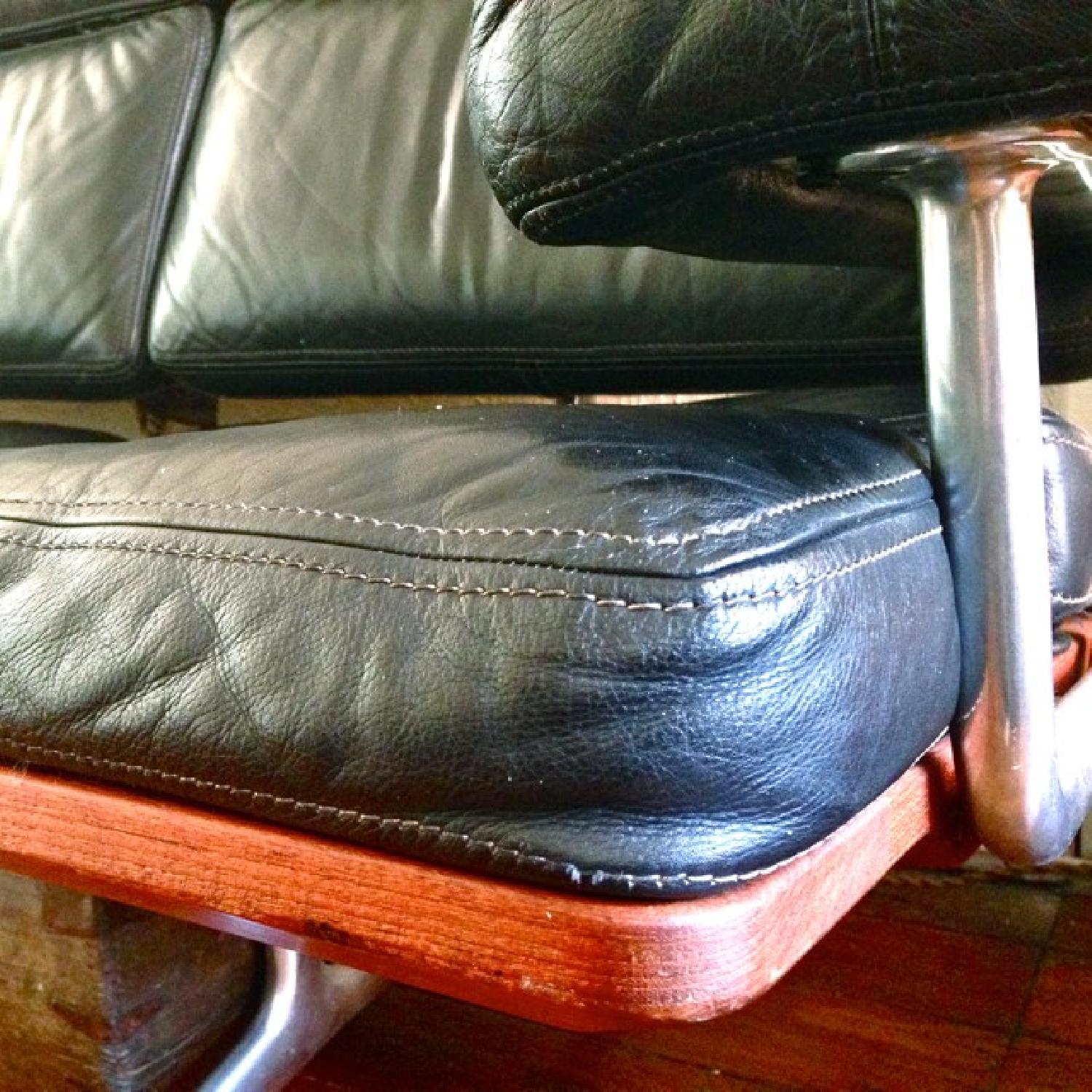 Herman Miller 3Seat Black Leather & Walnut Sofa AptDeco