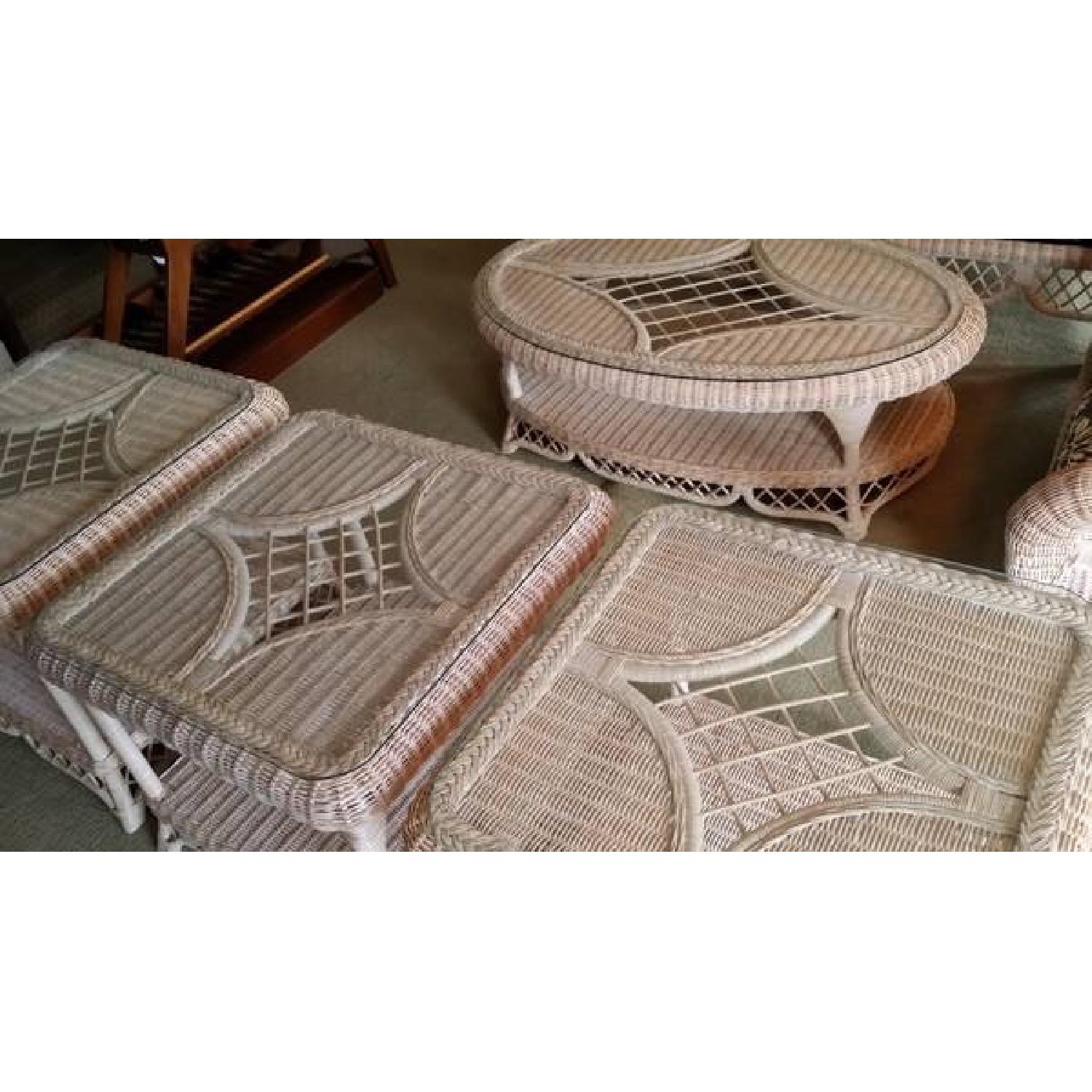 Henry Link Living Room Wicker/Glass Top Lamp Side Tables AptDeco