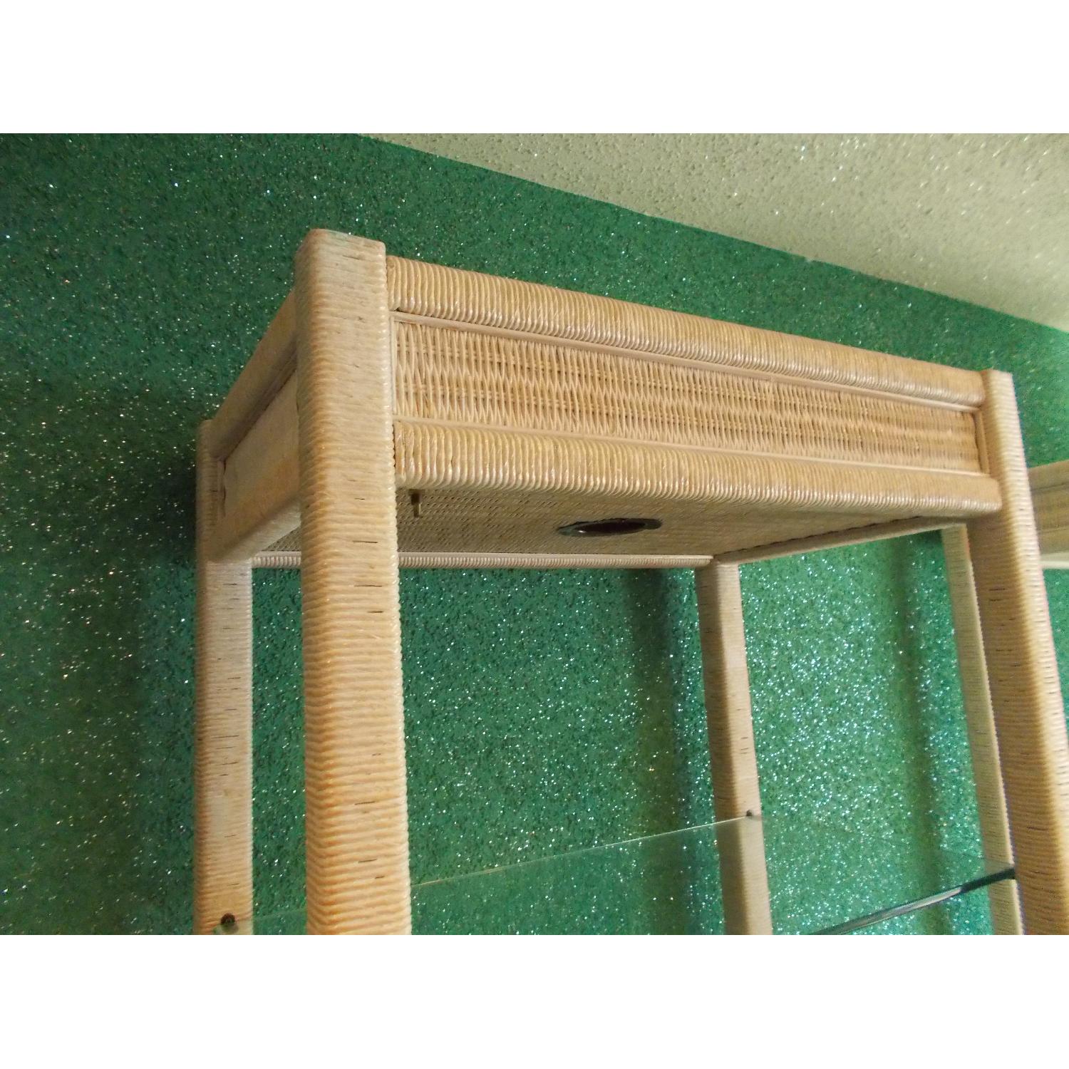 Henry Link Tall Wicker Cabinets w/ Glass Shelves & Lighting - image-5