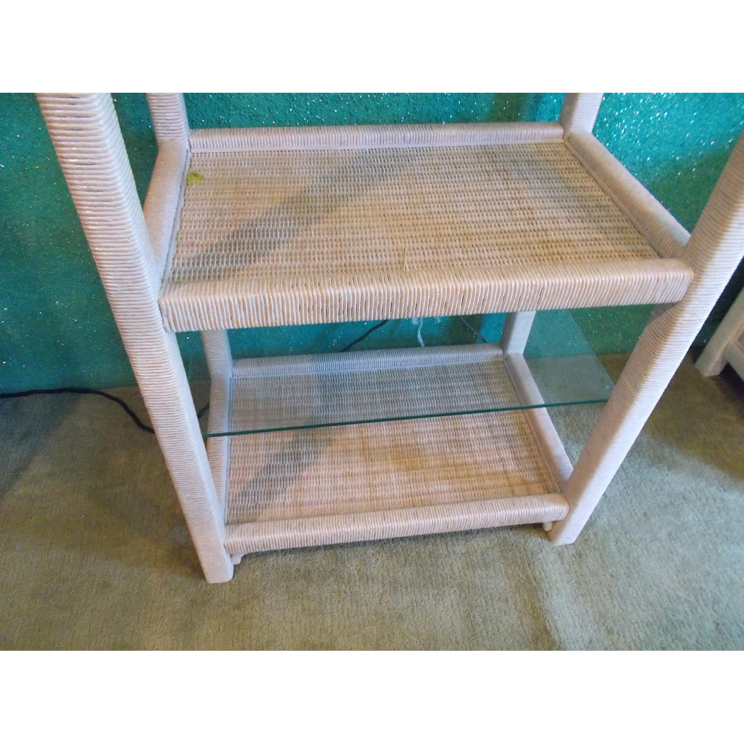 Henry Link Tall Wicker Cabinets w/ Glass Shelves & Lighting - image-6