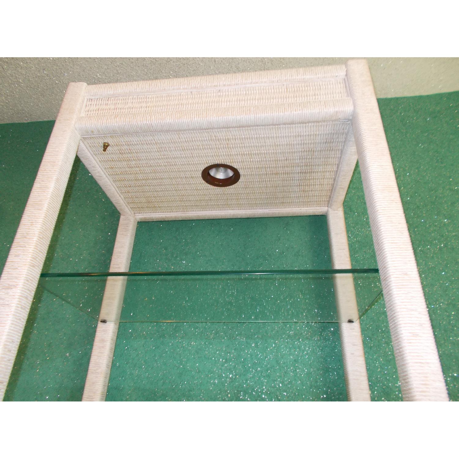 Henry Link Tall Wicker Cabinets w/ Glass Shelves & Lighting - image-7