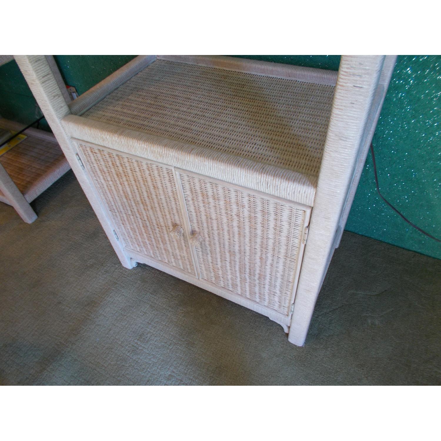 Henry Link Tall Wicker Cabinets w/ Glass Shelves & Lighting - image-8