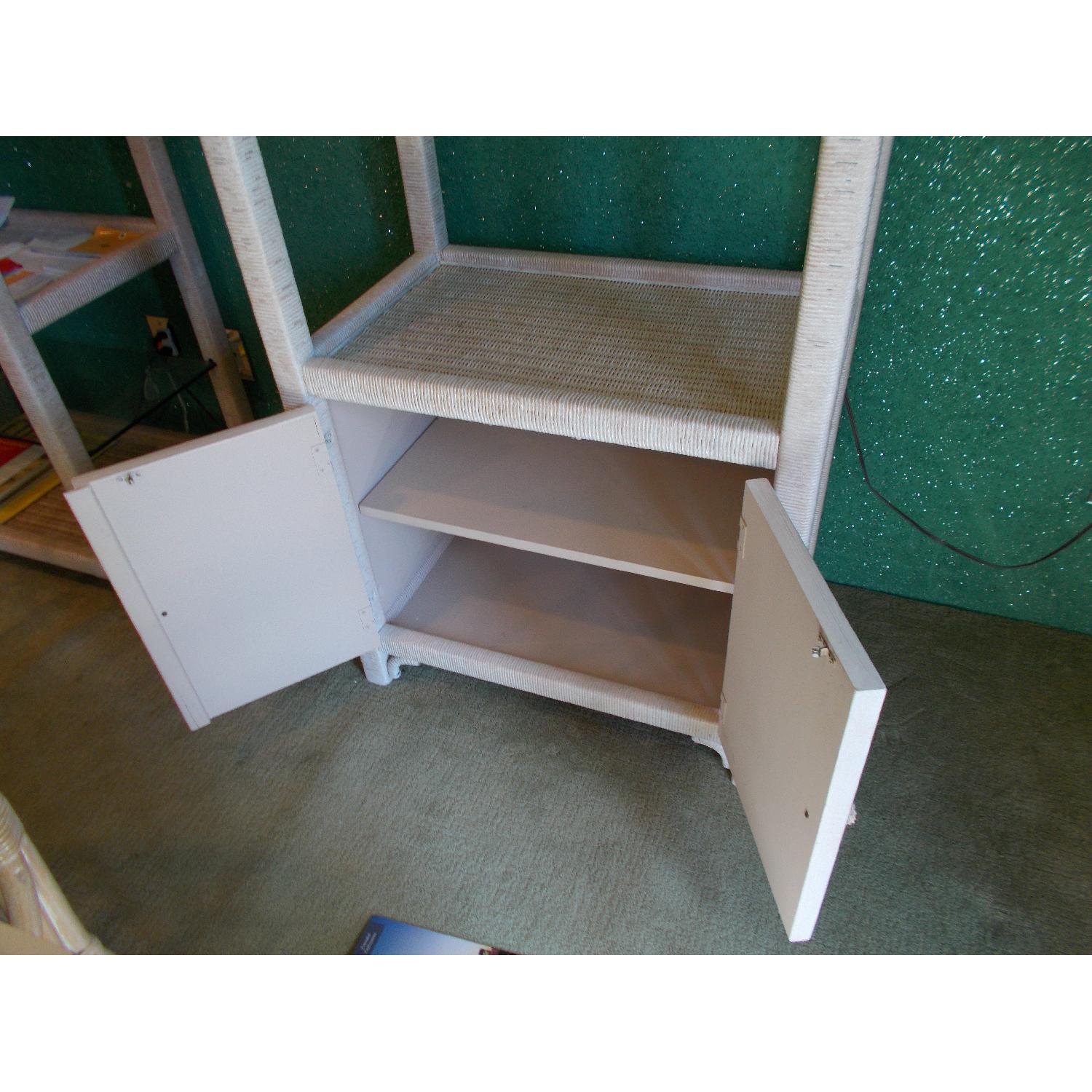 Henry Link Tall Wicker Cabinets w/ Glass Shelves & Lighting - image-9
