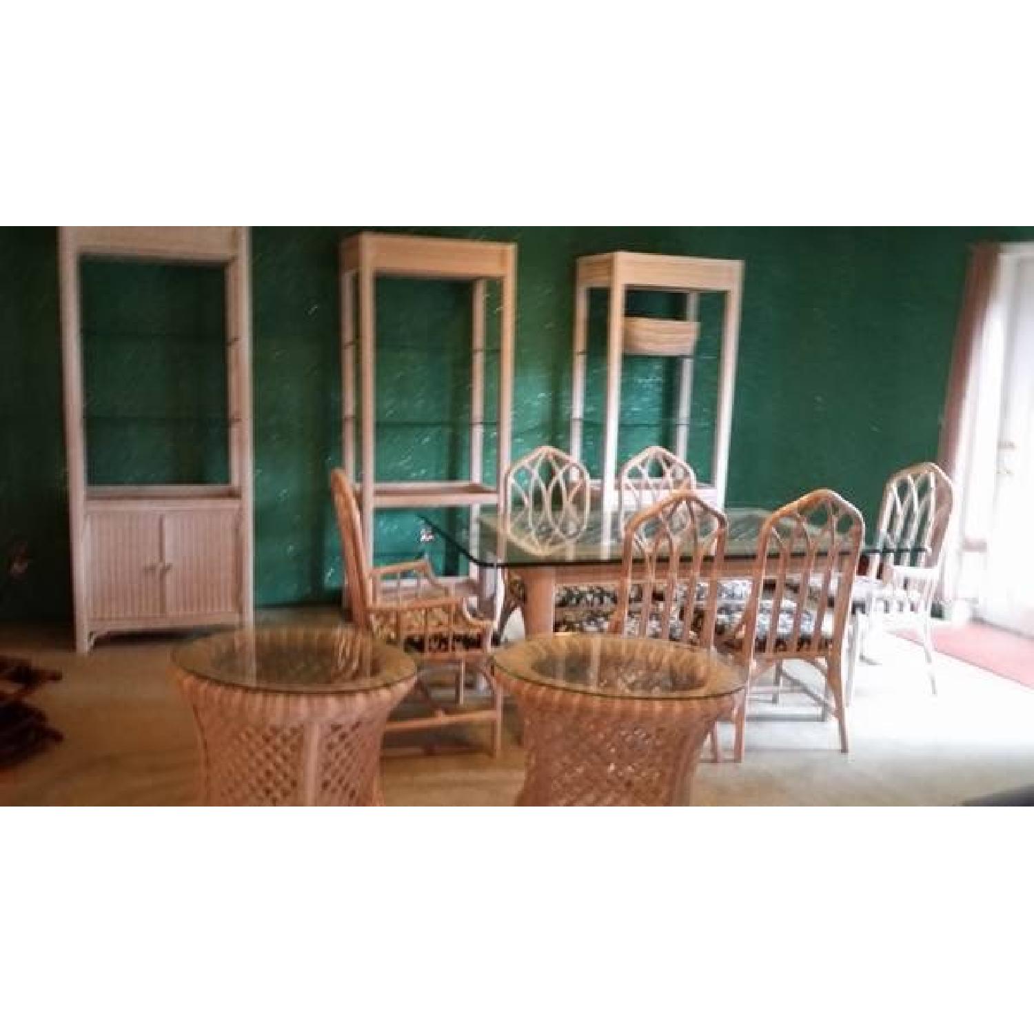 Henry Link Tall Wicker Cabinets w/ Glass Shelves & Lighting - image-13