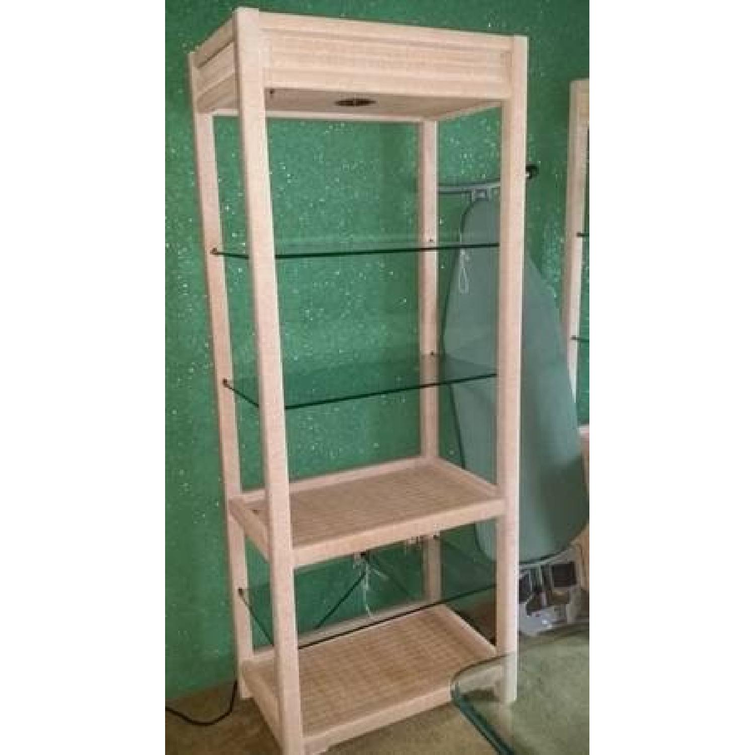 Henry Link Tall Wicker Cabinets w/ Glass Shelves & Lighting - image-14
