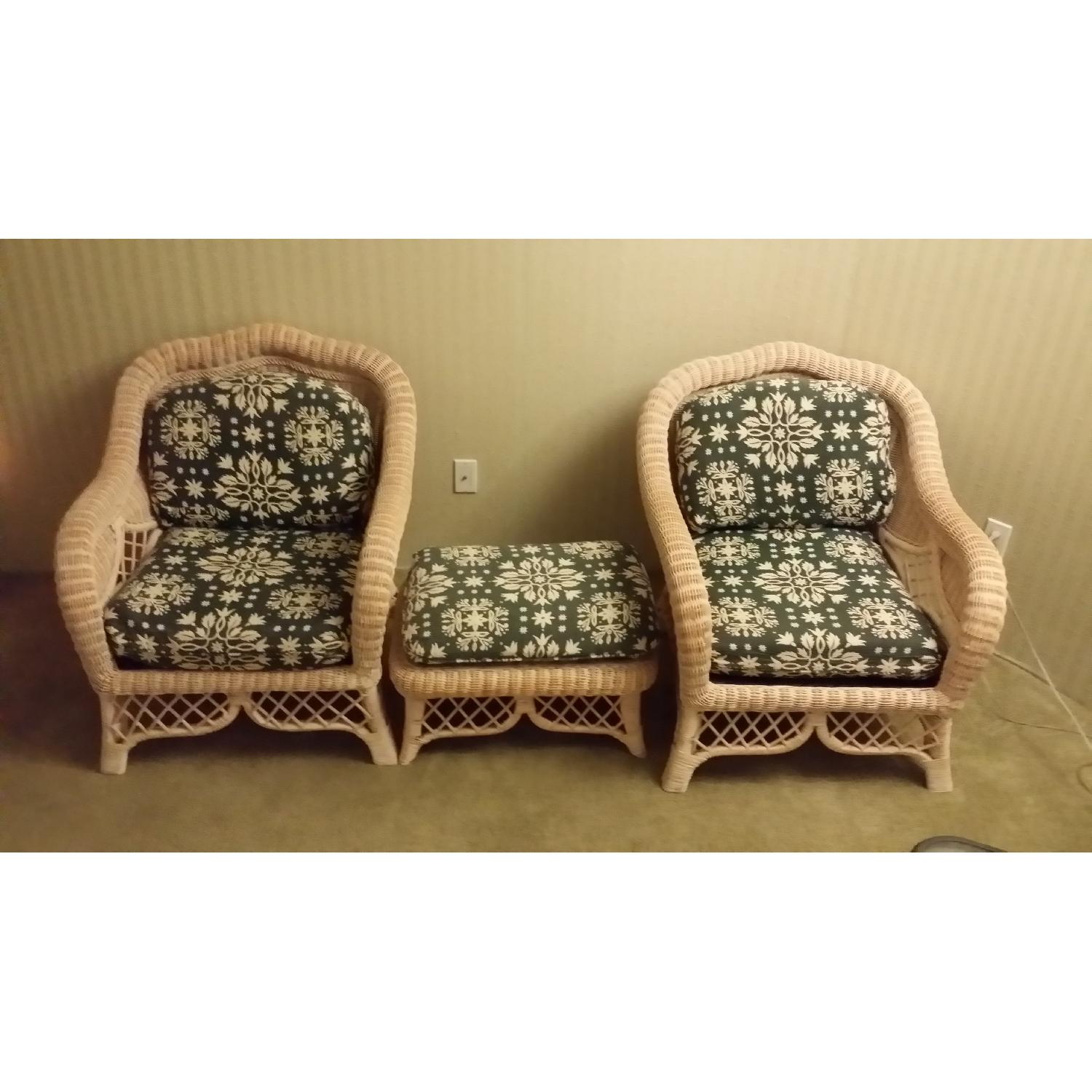 Henry Link Lexington Wicker Lounging Chairs w/ Matching Ottoman - image-1