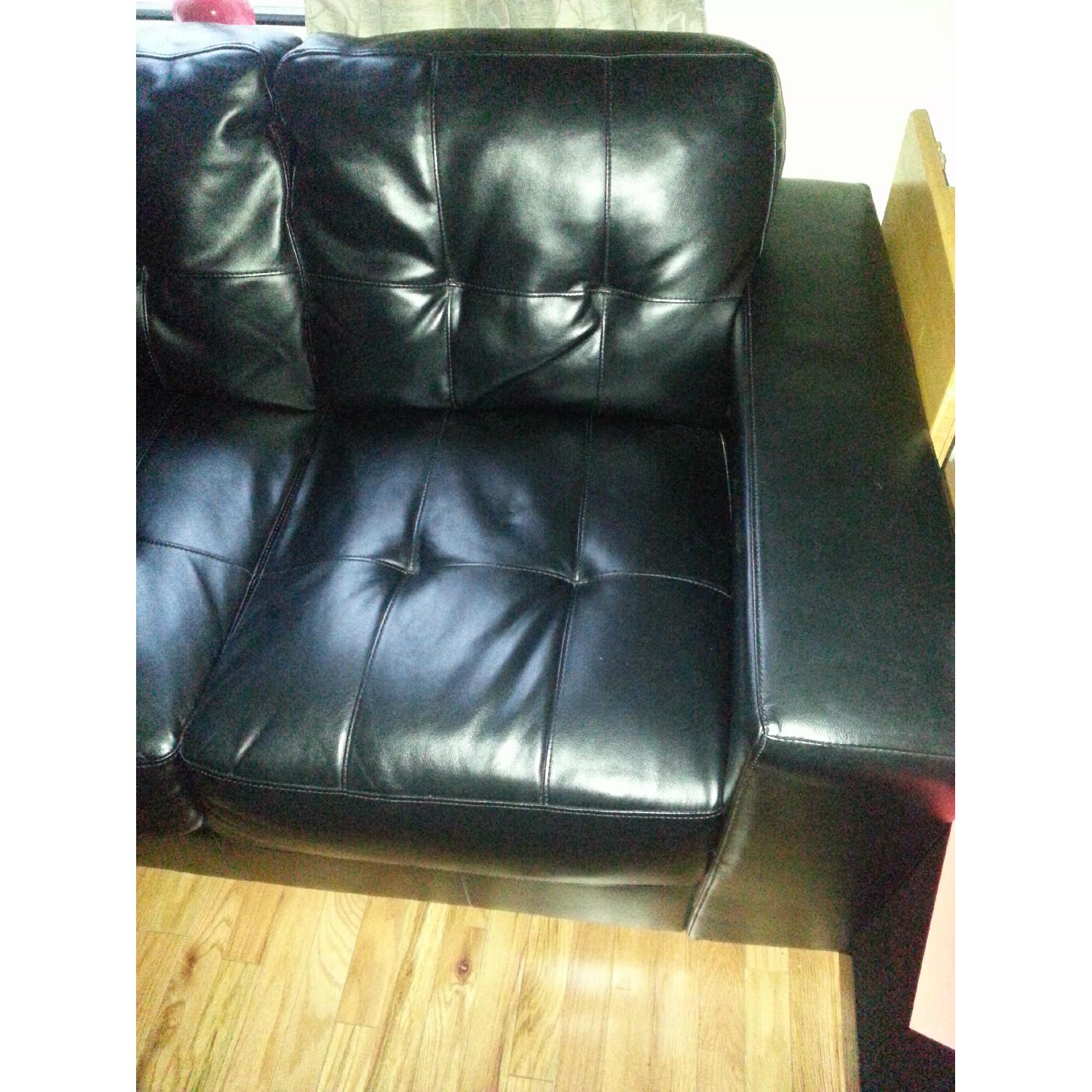 Value City Black Leather Sofa + Loveseat - image-2
