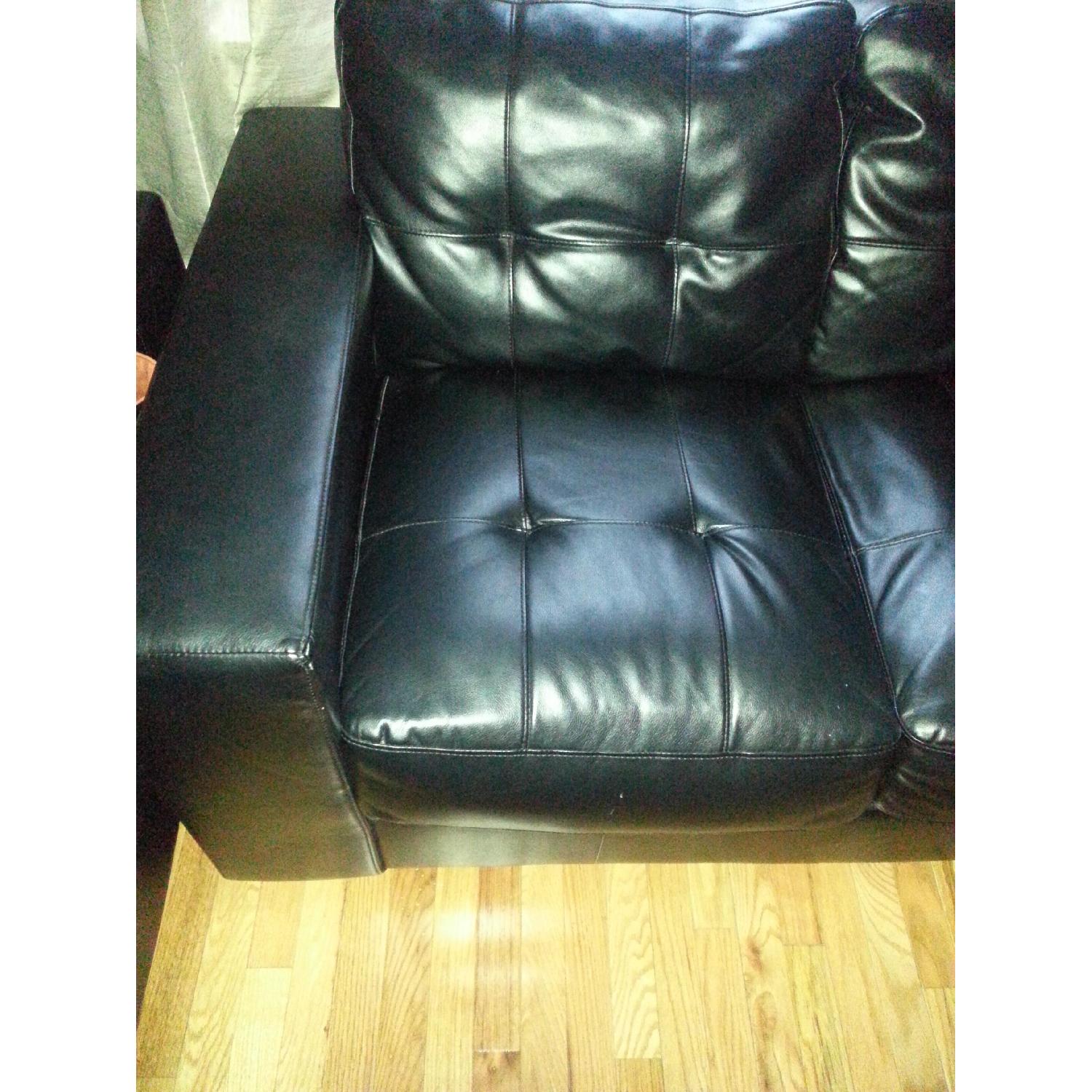 Value City Black Leather Sofa + Loveseat - image-3