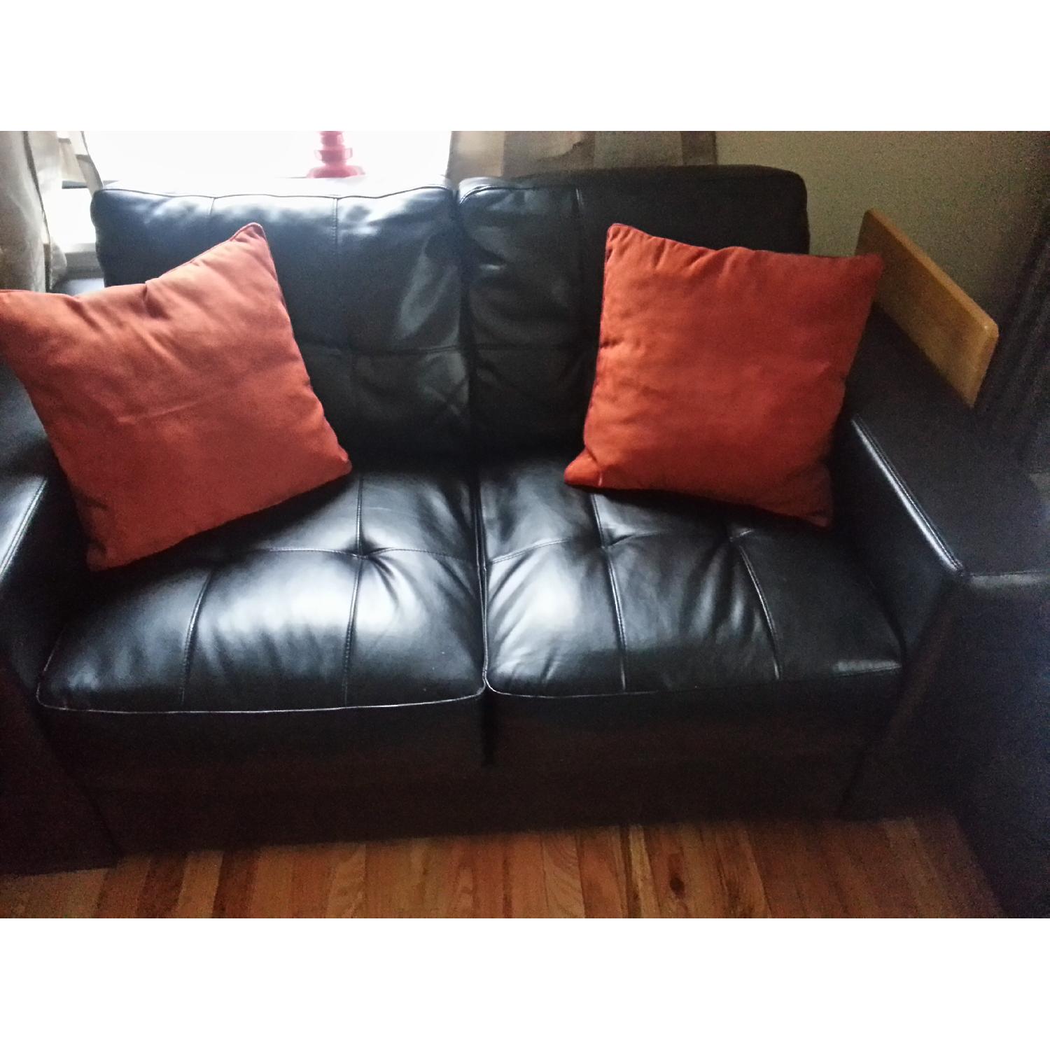 Value City Black Leather Sofa + Loveseat - image-8