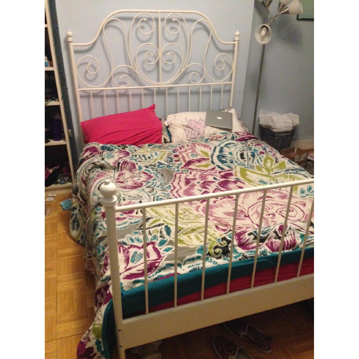 Ikea White Metal Full Bed Frame AptDeco