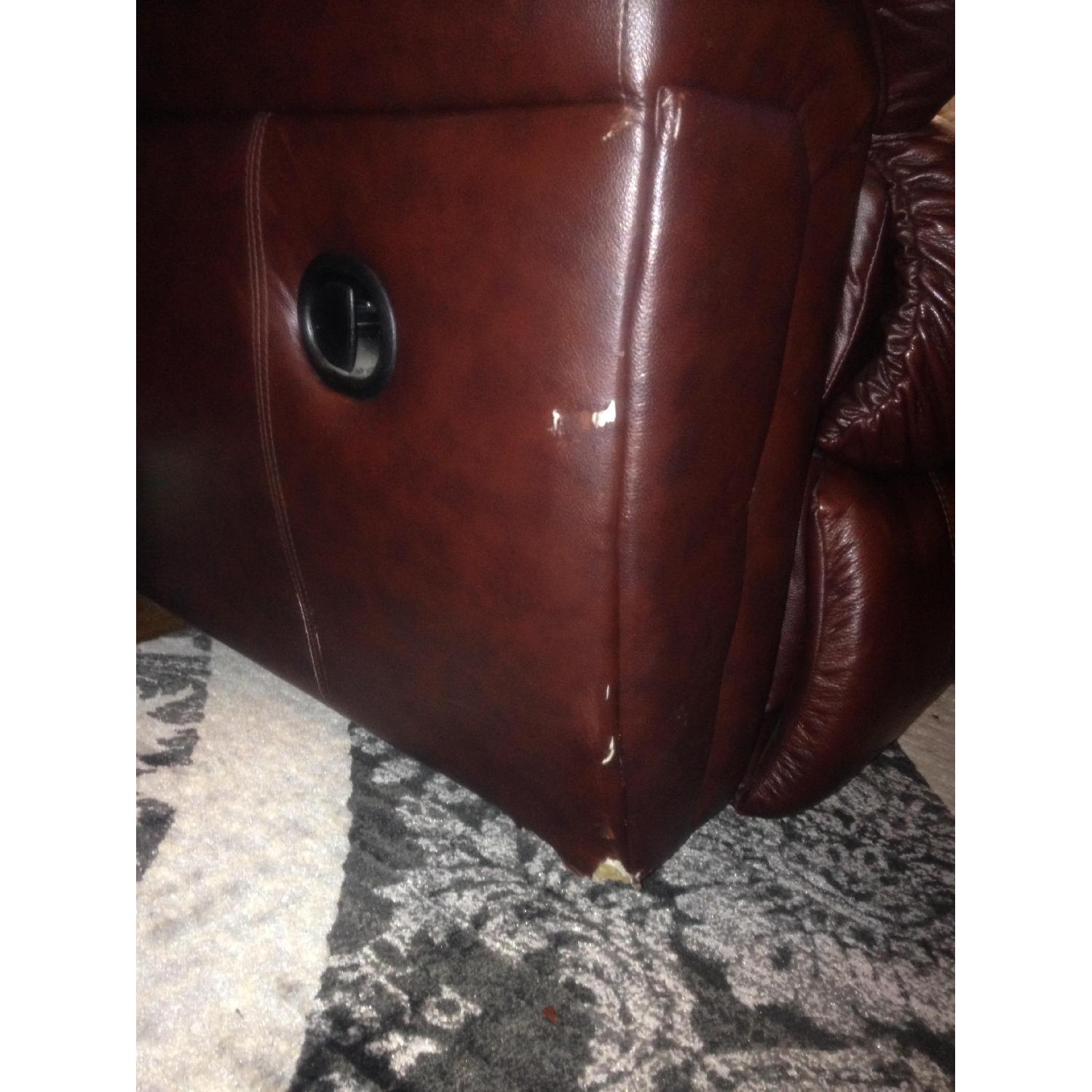 Ashley's Brown Leather Reclining Sofa - image-3