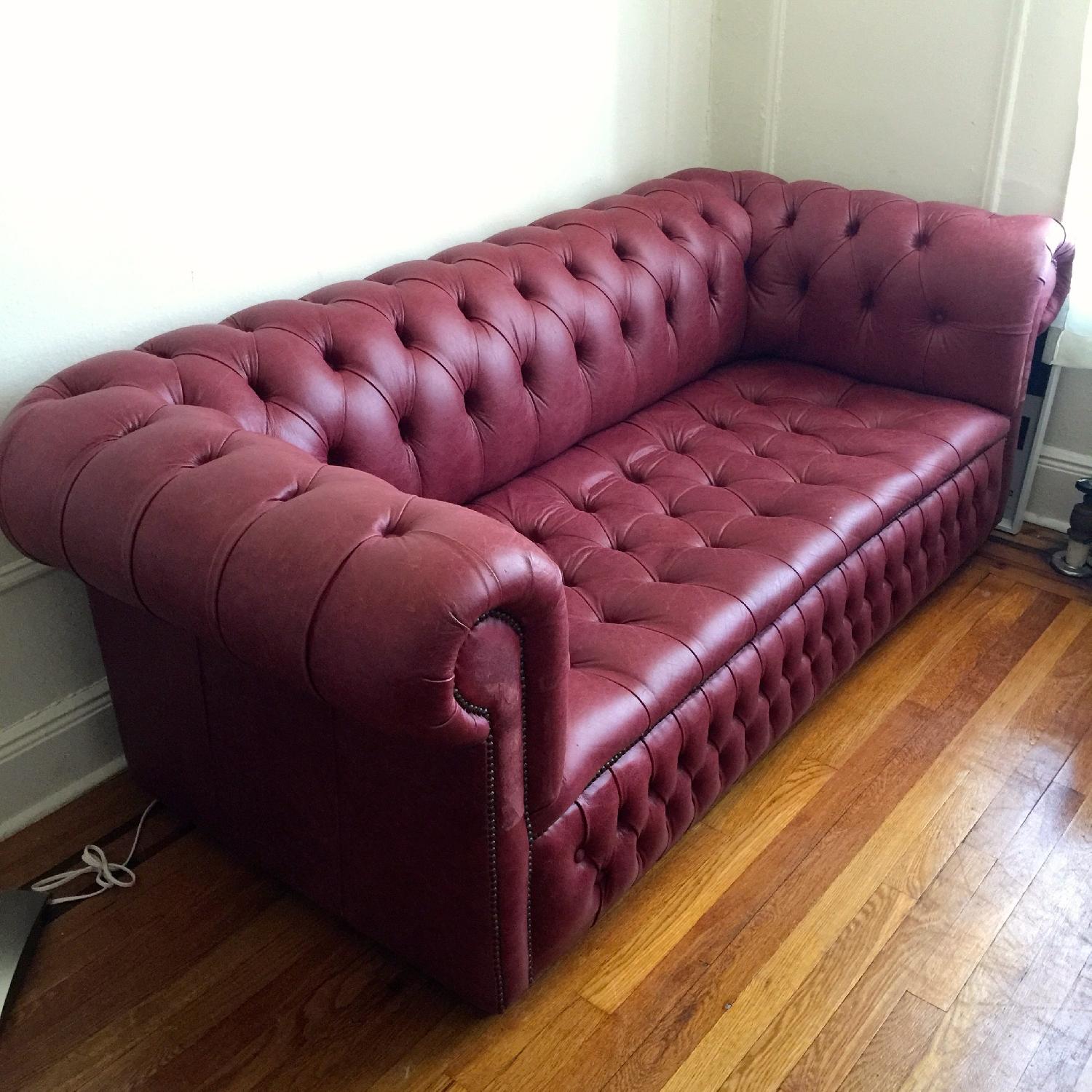 Red Leather Chesterfield Sofa AptDeco
