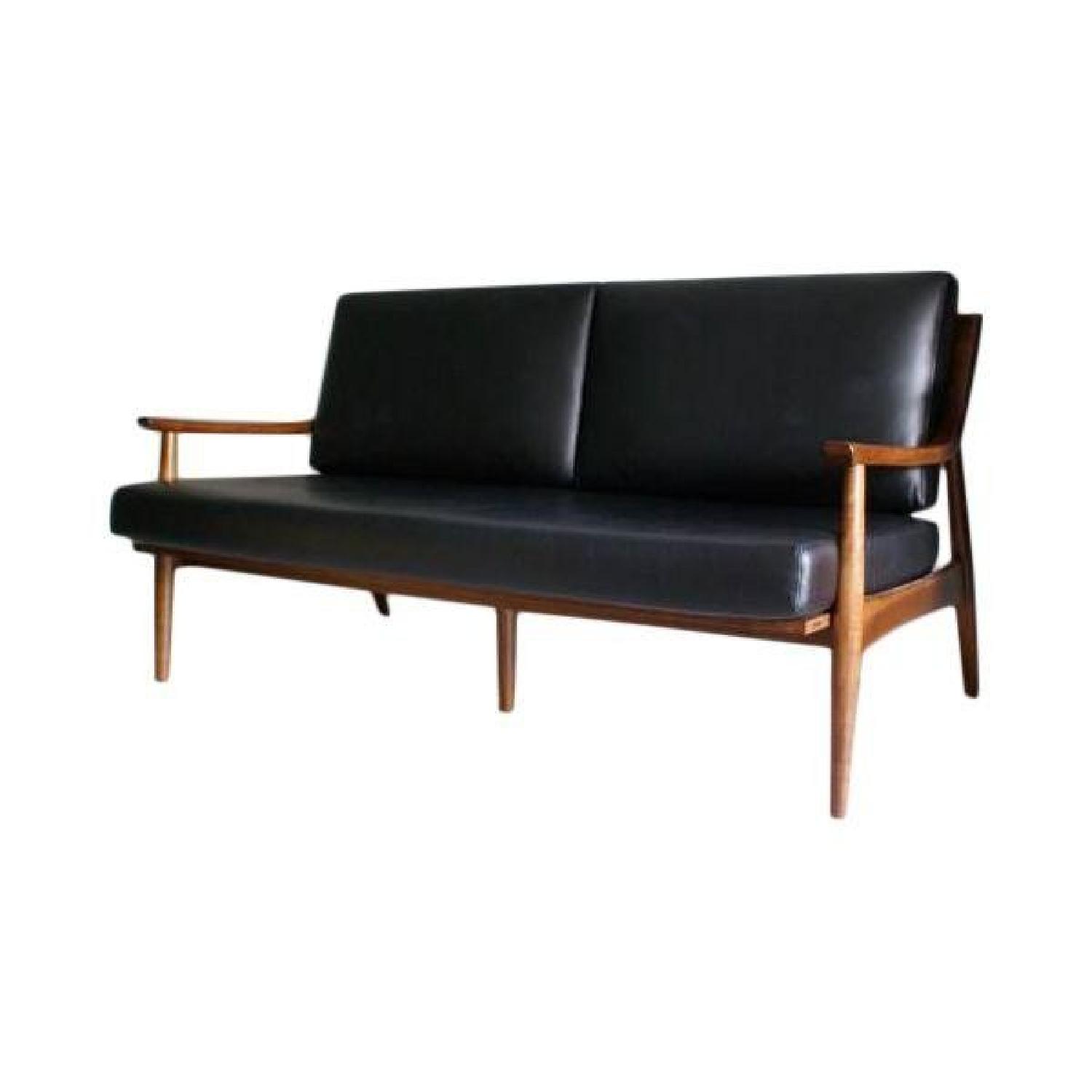 Gingko Mid-Century Modern Style Leather Adam Sofa - image-0