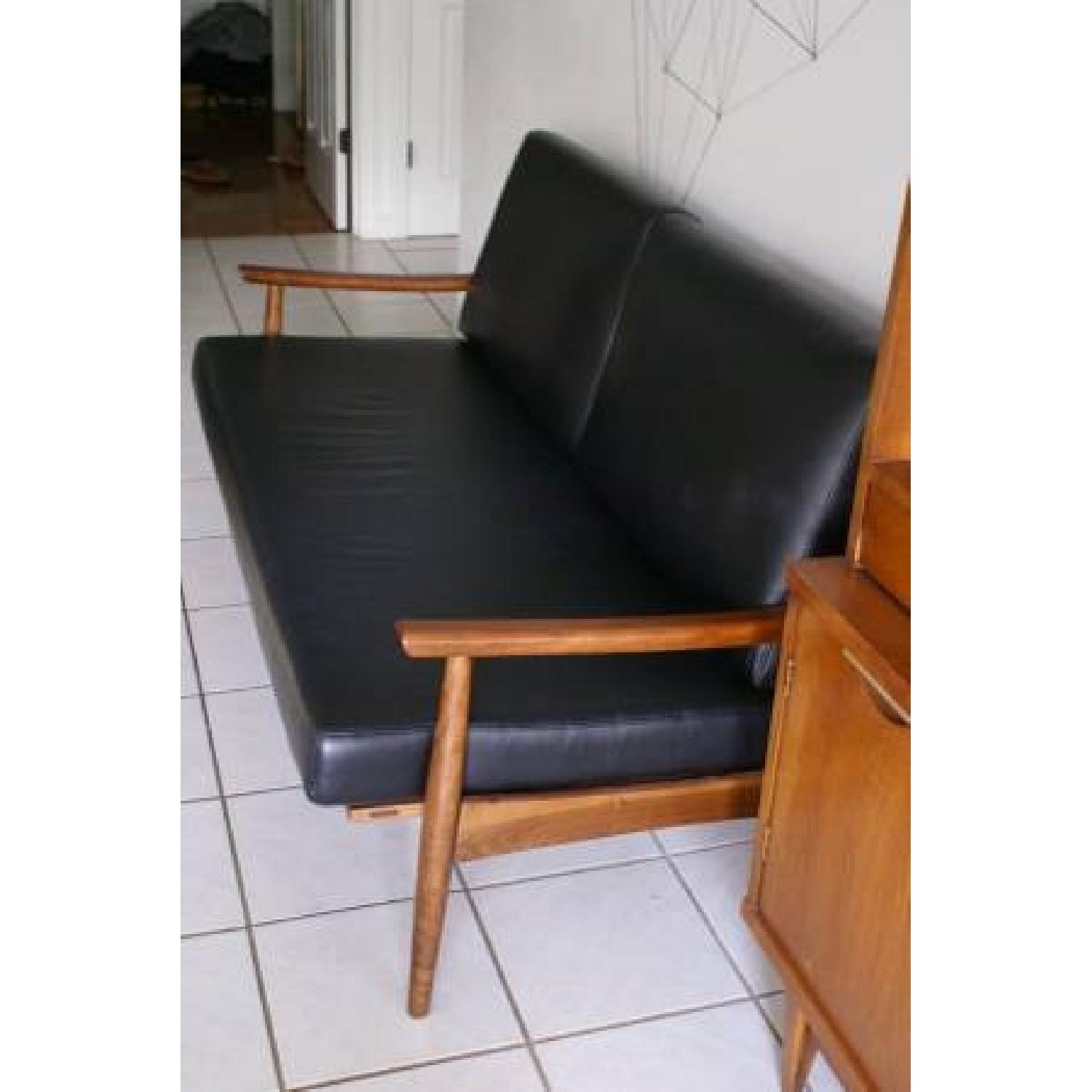 Gingko Mid-Century Modern Style Leather Adam Sofa - image-1