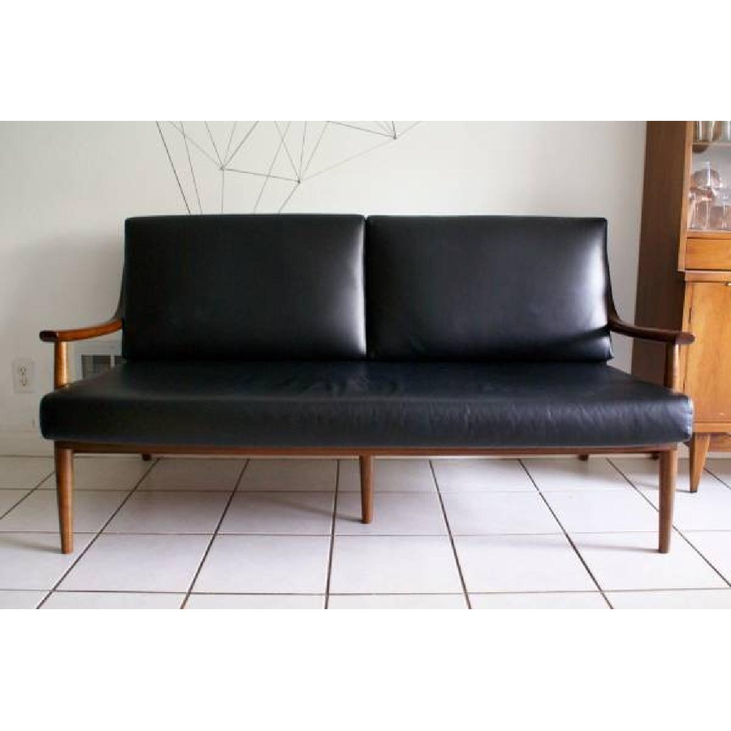 Gingko Mid-Century Modern Style Leather Adam Sofa - image-2