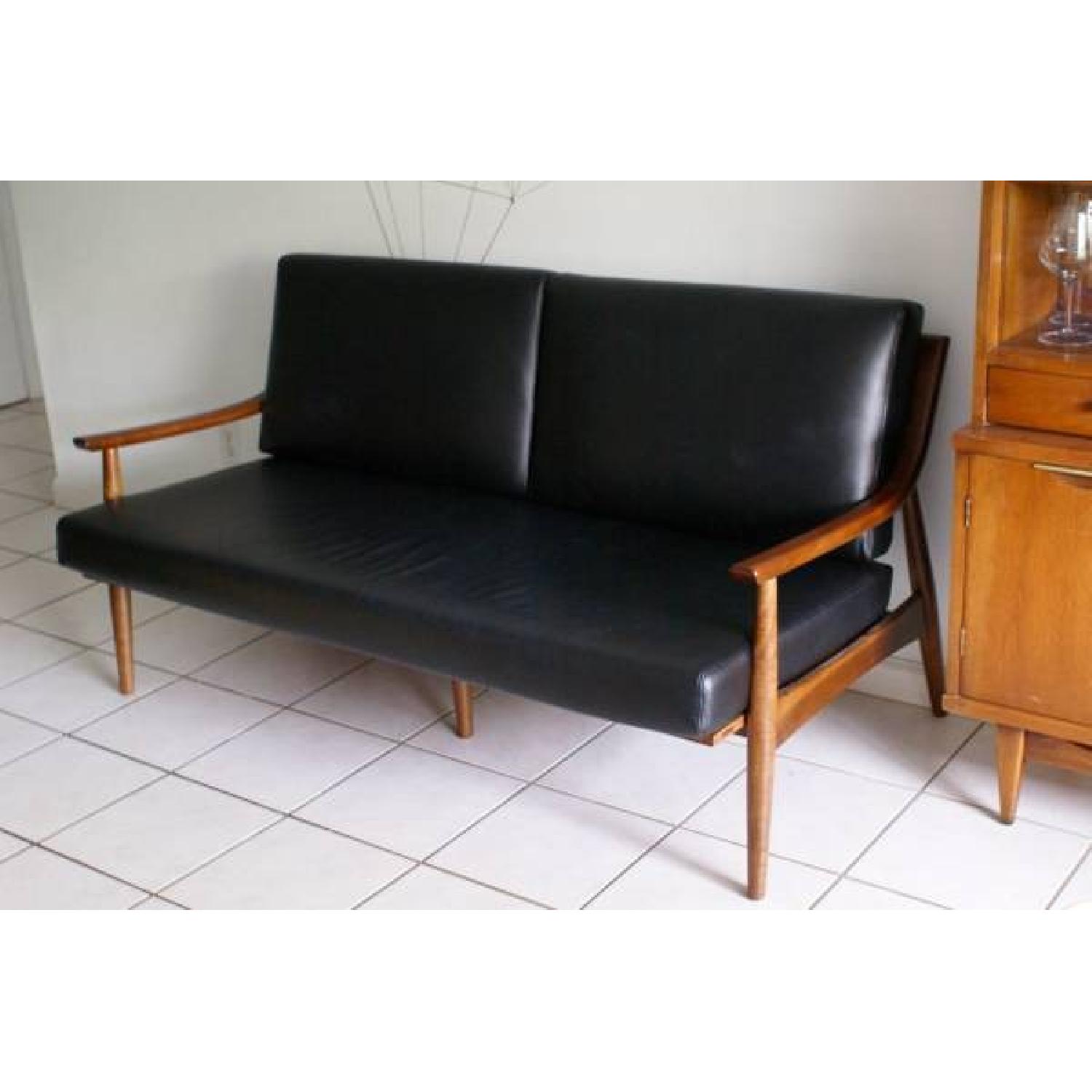 Gingko Mid-Century Modern Style Leather Adam Sofa - image-3