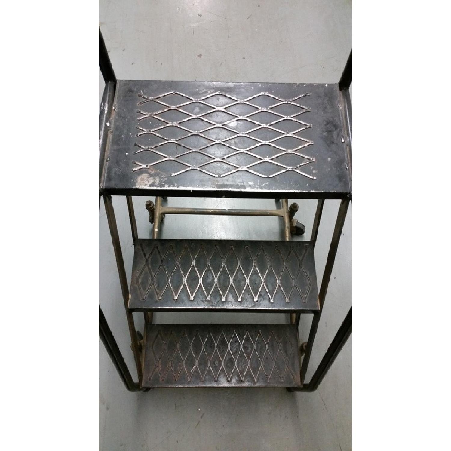 Vintage Steel Rolling Ladder - image-3