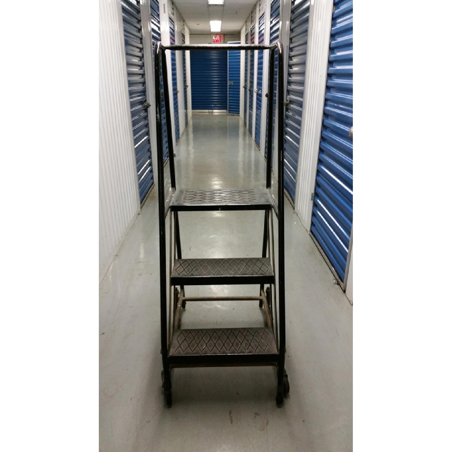 Vintage Steel Rolling Ladder - image-5