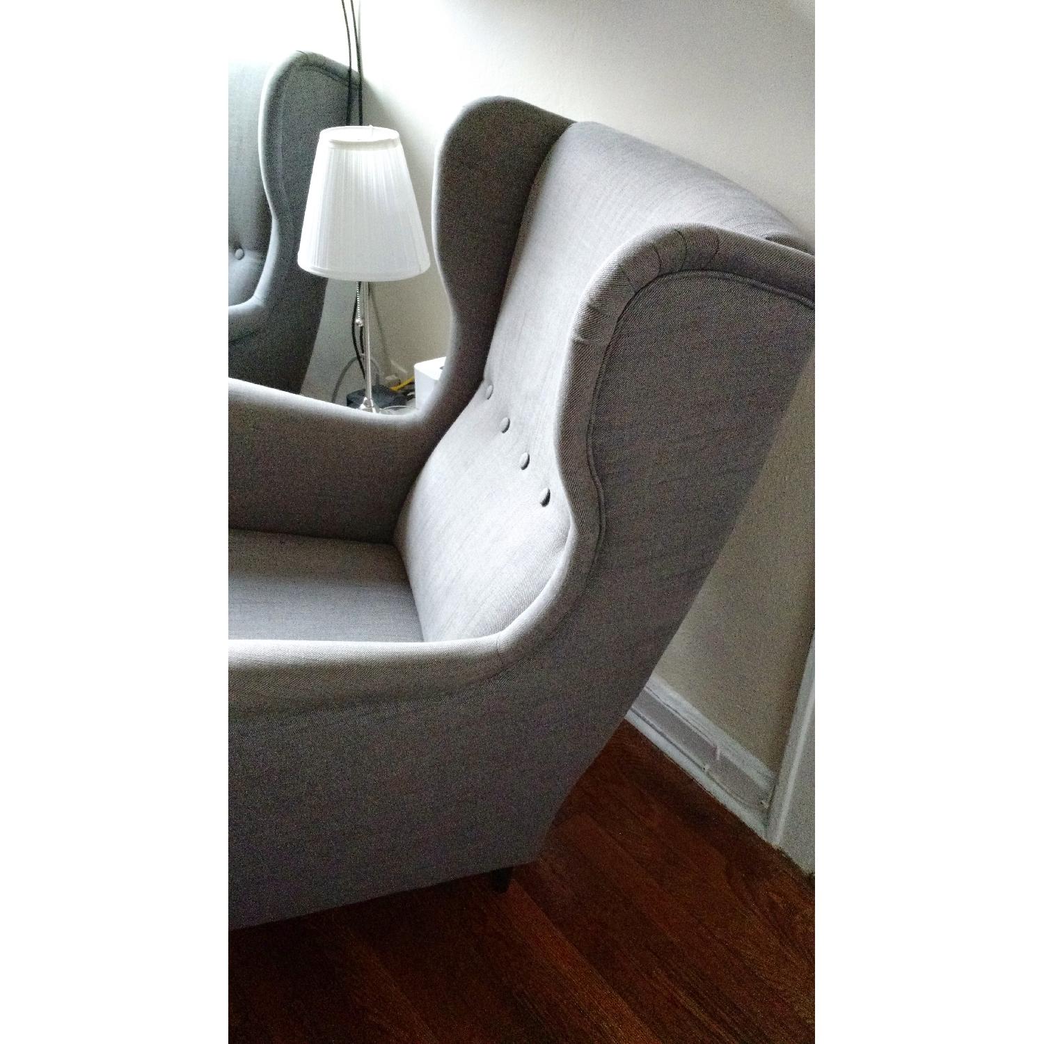 Ikea Strandmon Winged Fabric Armchairs in Svanby Grey - image-7