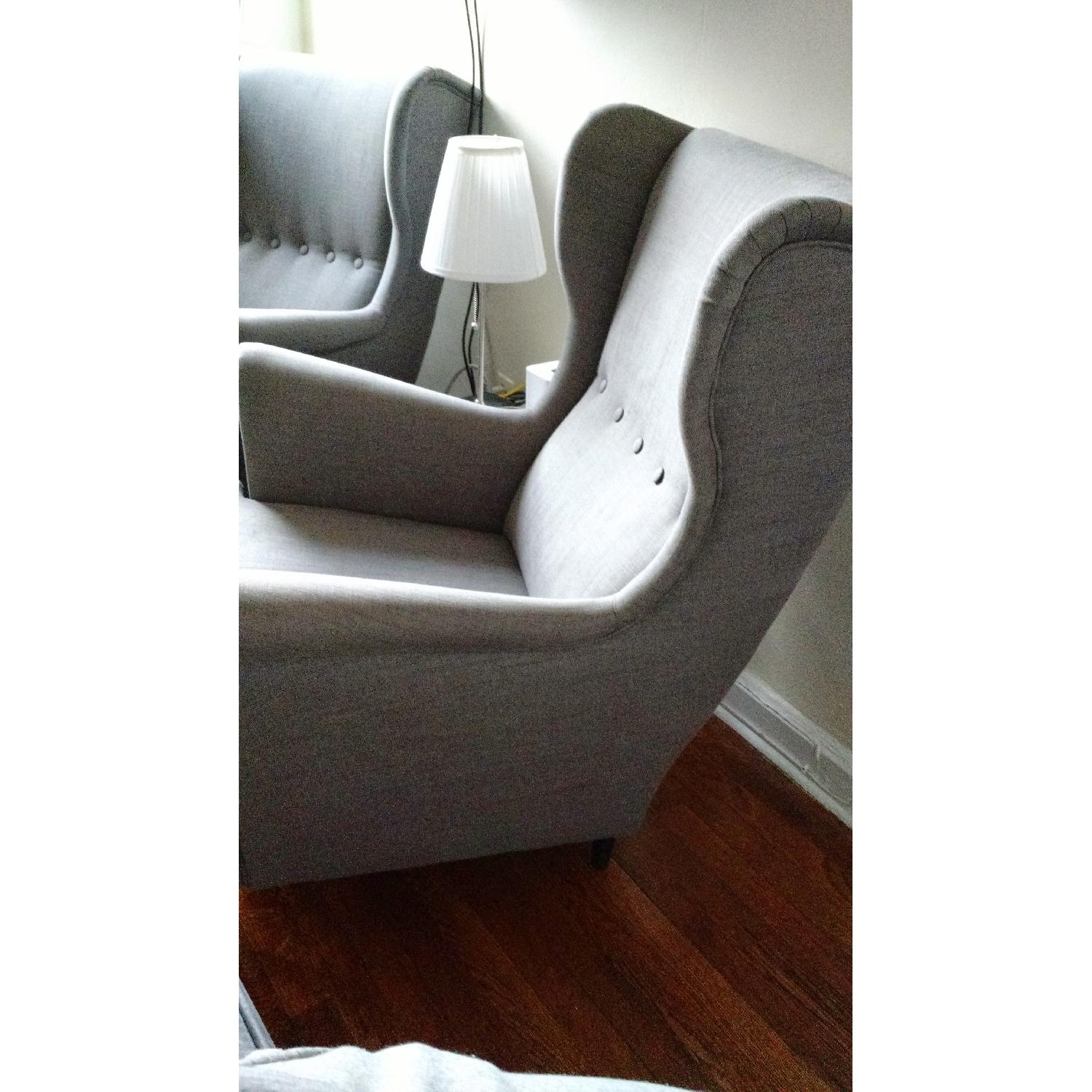 Ikea Strandmon Winged Fabric Armchairs in Svanby Grey - image-8