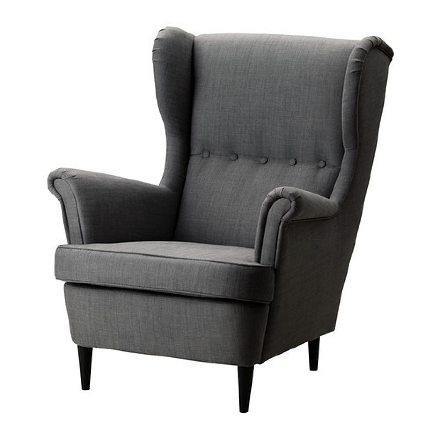 Ikea Strandmon Winged Fabric Armchairs in Svanby Grey - image-11