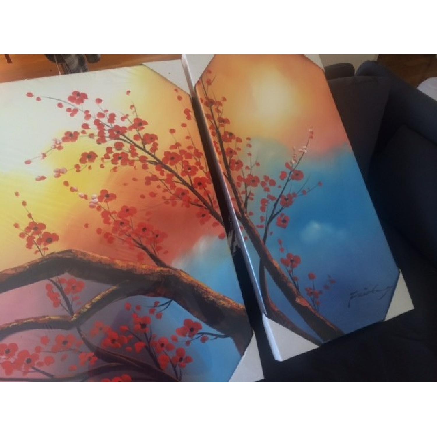 Otis Designs Plum Blossom Hand Painted Oil Picture Set - image-2