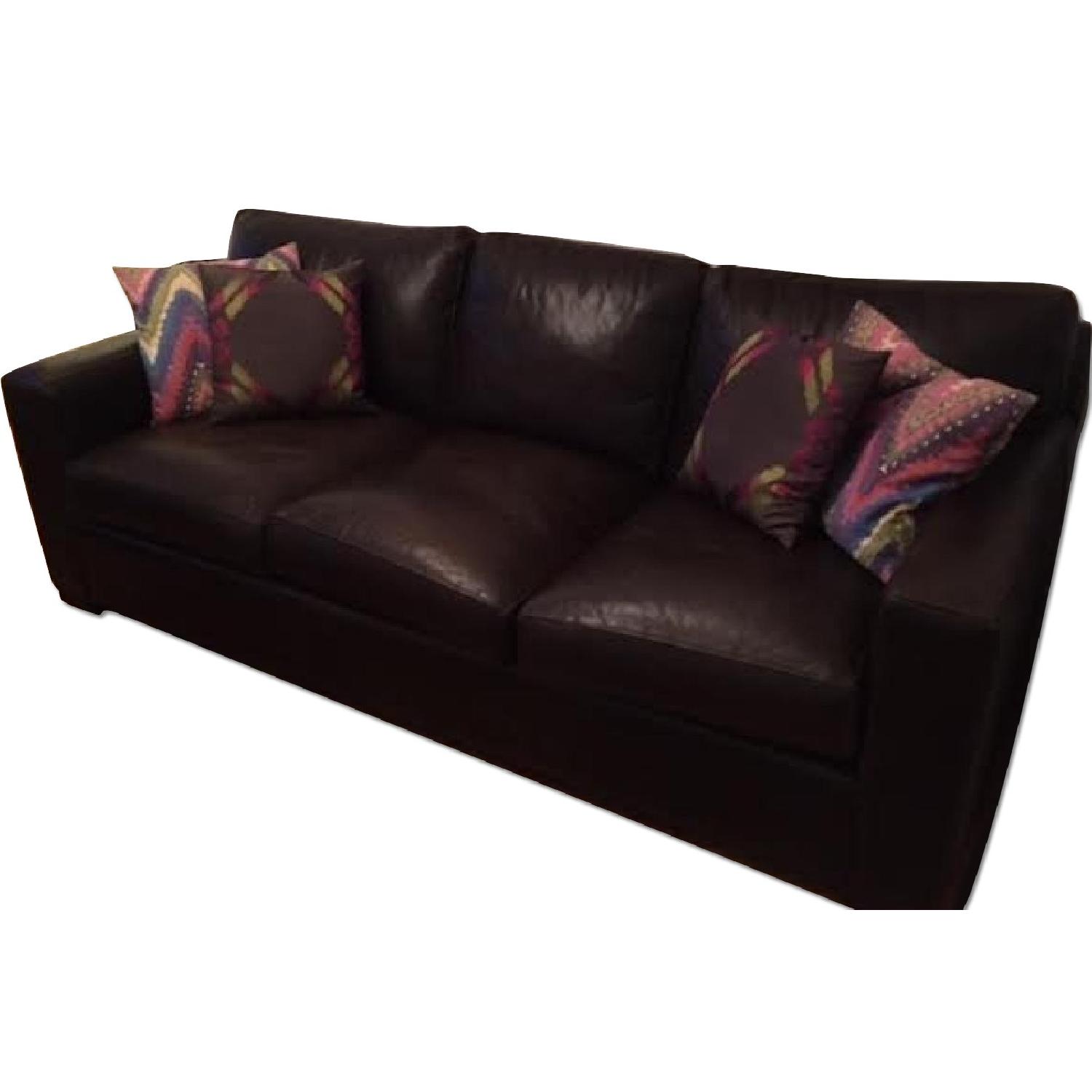 Crate & Barrel Leather Axis 3 Seater Sofa AptDeco