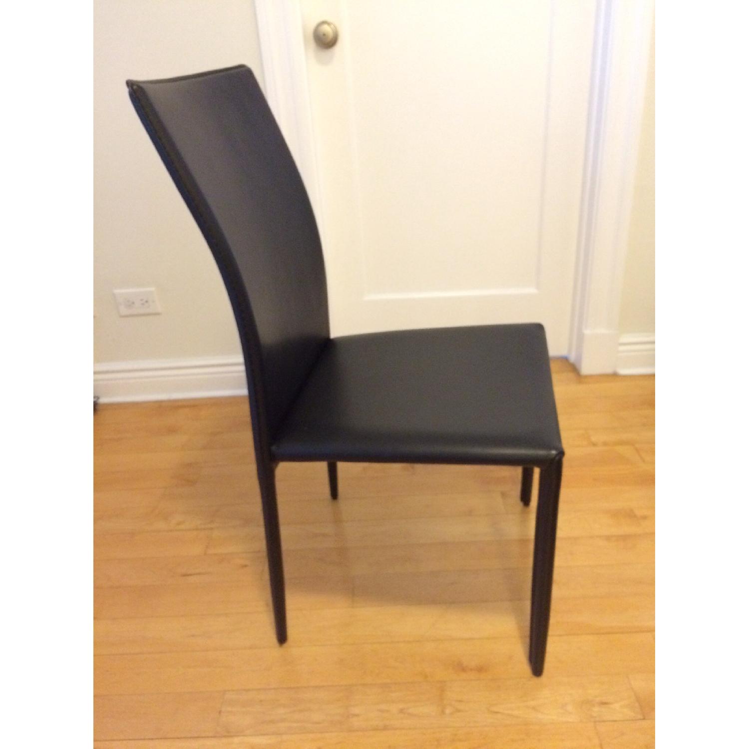 Faux Leather Black Dining Chairs - Set of 4 - image-3